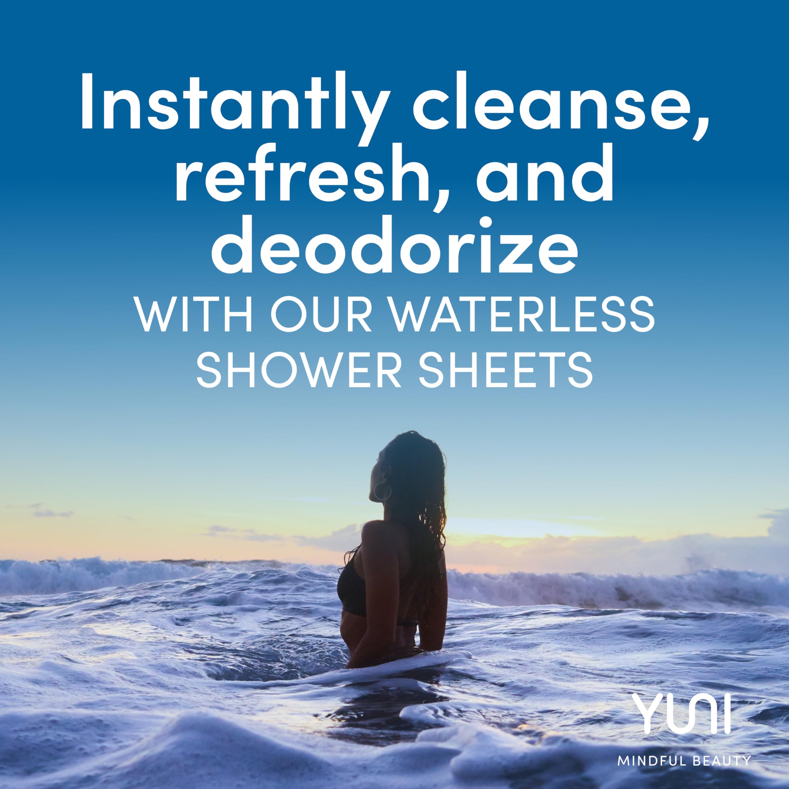 Yuni Beauty Large Body Wipes, Peppermint Citrus, 12 Count, Compostable, Biodegradable, No Rinse Body Cleanser, On-The-Go Shower