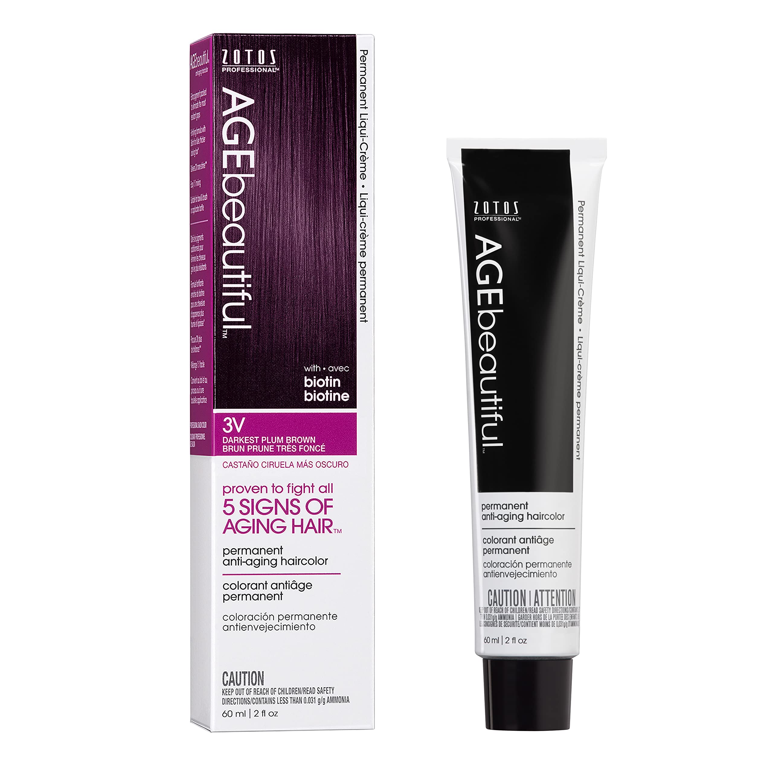 AGEbeautiful Permanent Liqui Creme Hair Color Dye | 100% Gray Coverage | Anti-Aging | Professional Salon Coloring | 3V Darkest P