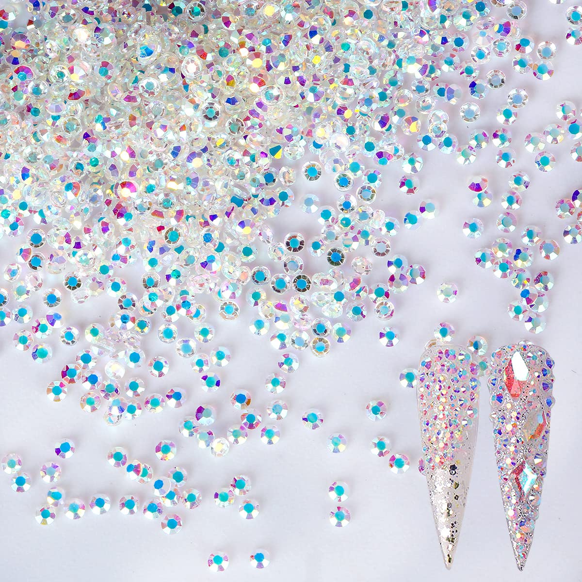 5760 Pieces Flatback Rhinestones for Nails 1.2MM Nail Rhinestones Gems Jewels Diamond Glass Mini AB Crystal Gemstones Bling Ston