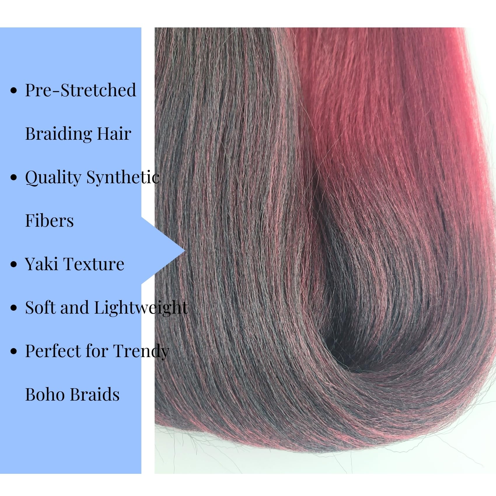 Black Burgundy Braiding Hair Pre Stretched For Boho Braids Synthetic Prestretched Ez Braiding Hair For Knotless Box Braids Bohem
