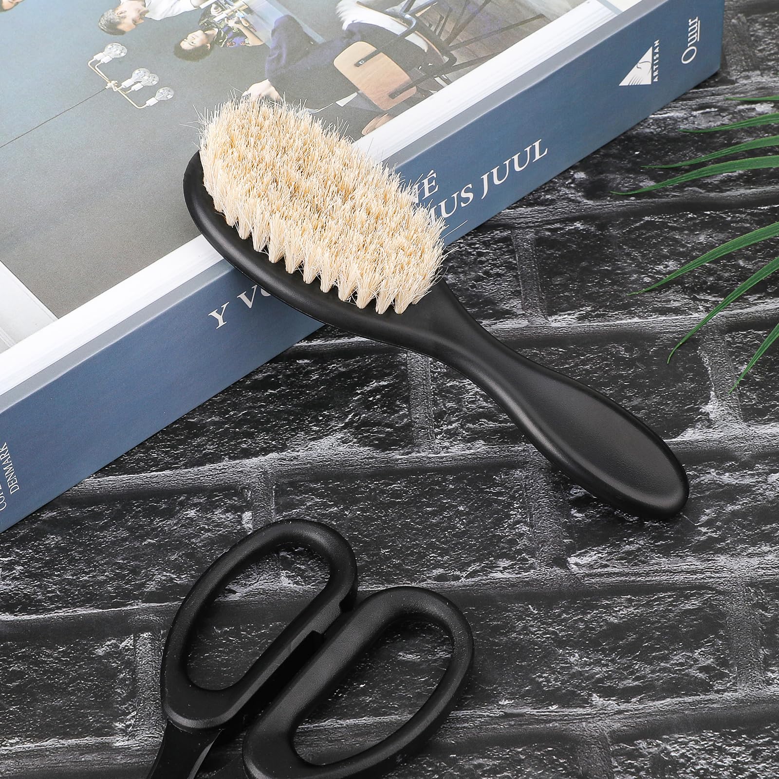 Slick Back Hair Brush, 2 Pack Soft Bristle Smoothing Hair Brushes For Women Curly Hair Detangling,Restores Shine, Horse Bristle