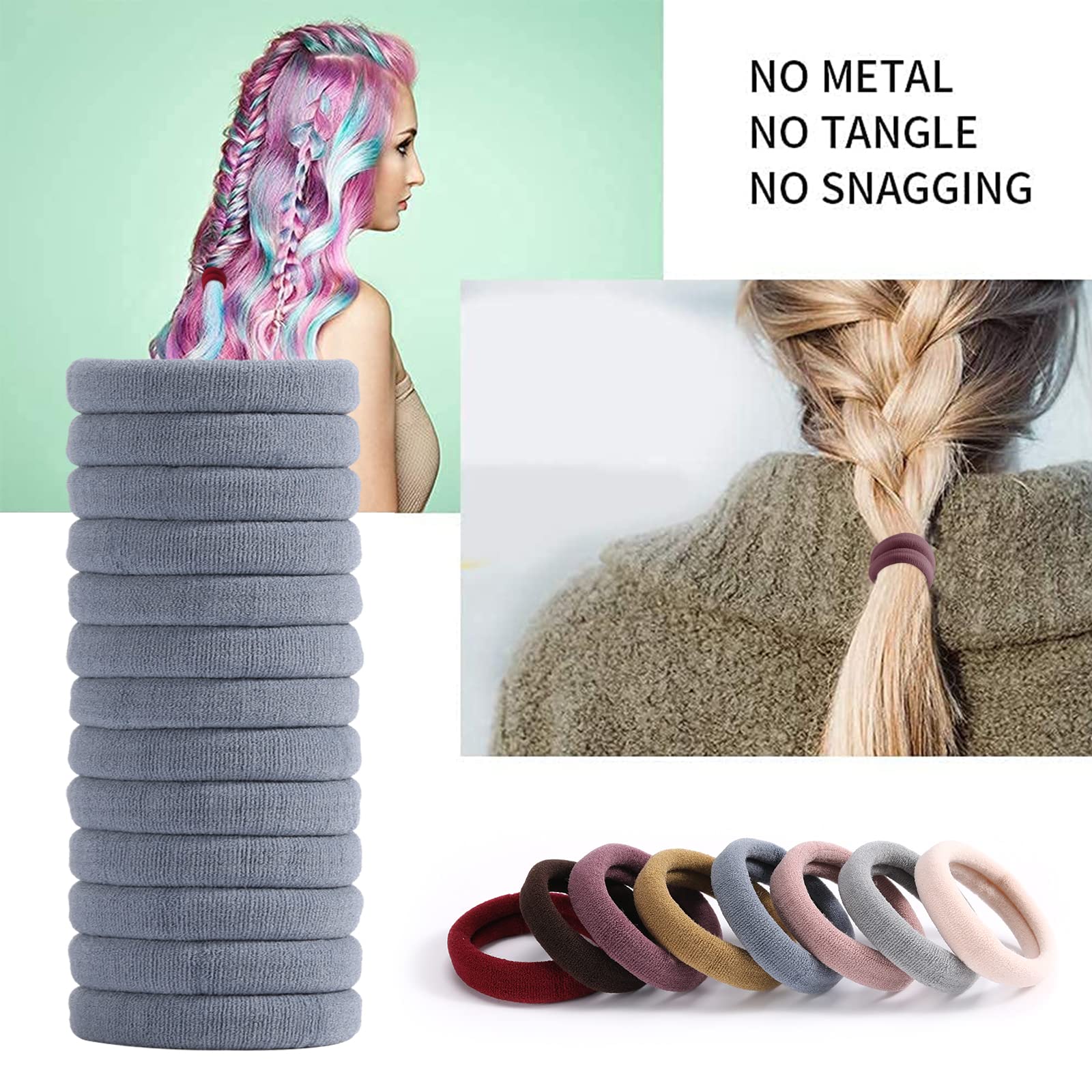 100Pcs Elastic Cotton Hair Bands, Seamless No-Damage Ponytail Holders For Thick Or Thin Hair, Soft Hair Accessories For Women An