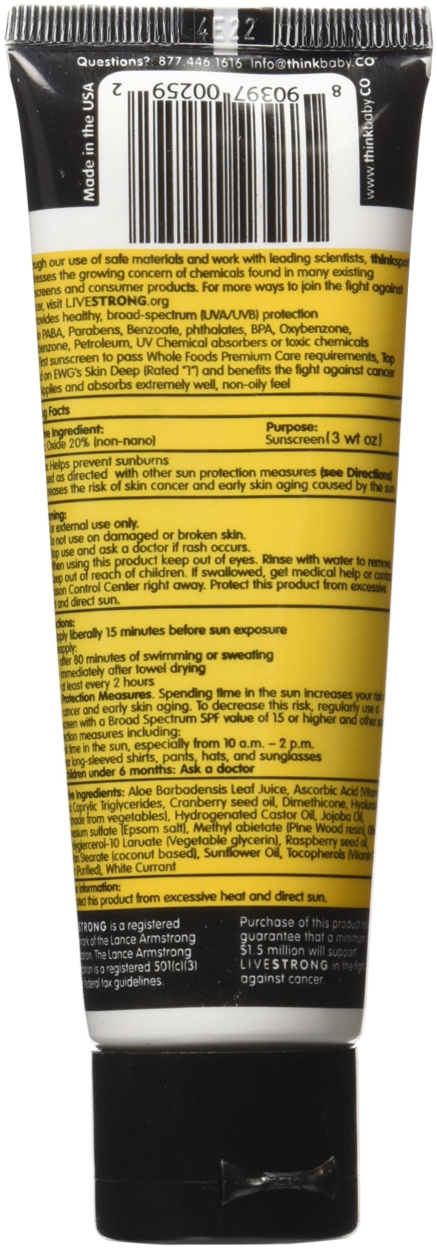 Thinksport Livestrong Sunscreen SPF 50+ 3 Ounces