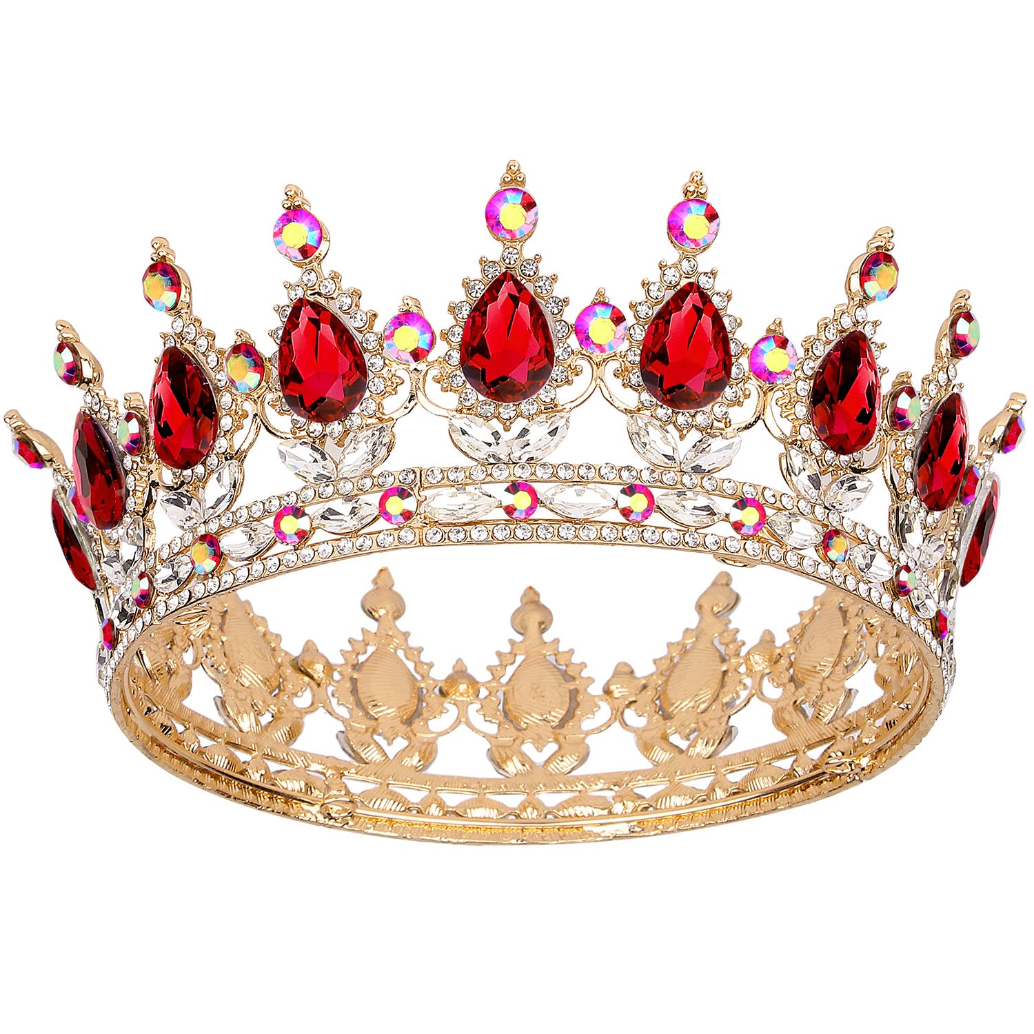 COCIDE Gold Crown for Women Red Crystal Wedding Tiara and Crowns for Girls Rhinestones Queen Headband Princess Gem Hair Accessor