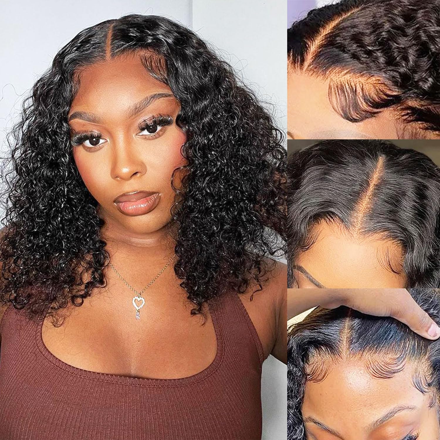Short Bob Wig Human Hair 13x4 Water Wave Wigs Human Hair 200 Density HD Transparent Lace Frontal Wigs Wet And Wavy Deep Wave Cur