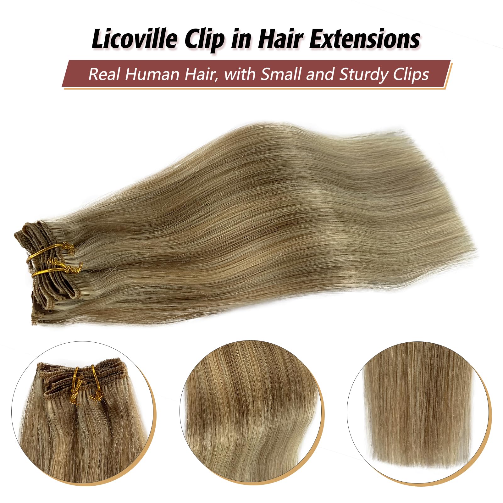 Clip In Hair Extensions Human Hair Blonde Highlight Real Hair Clip In Extensions For White Women 15 Inch Short Straight Beige Bl