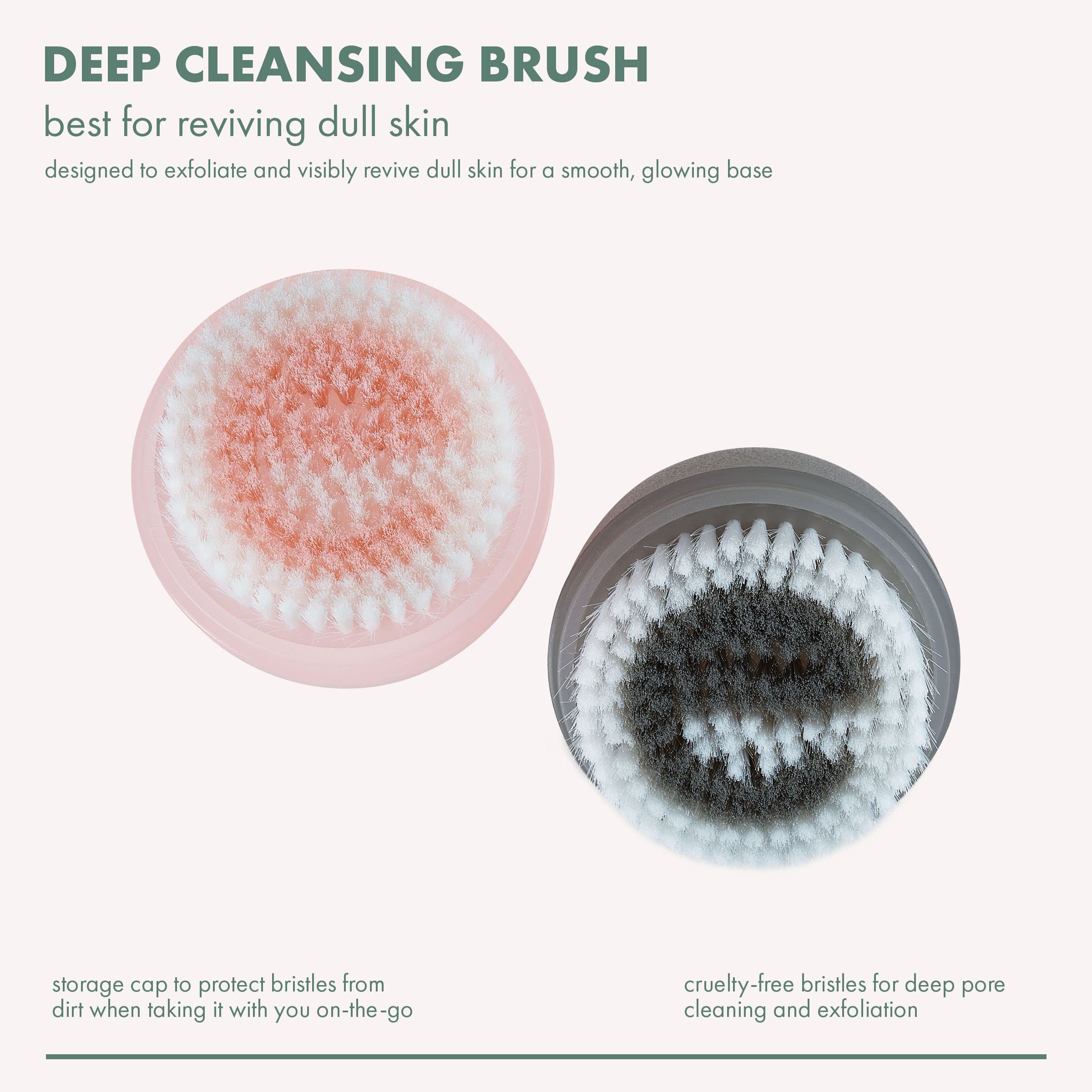 Ecotools Deep Cleansing Facial Brush, For Facial Cleansers & Balms, Removes Oil, Dirt & Impurities, Exfoliating, Revives Dull Sk