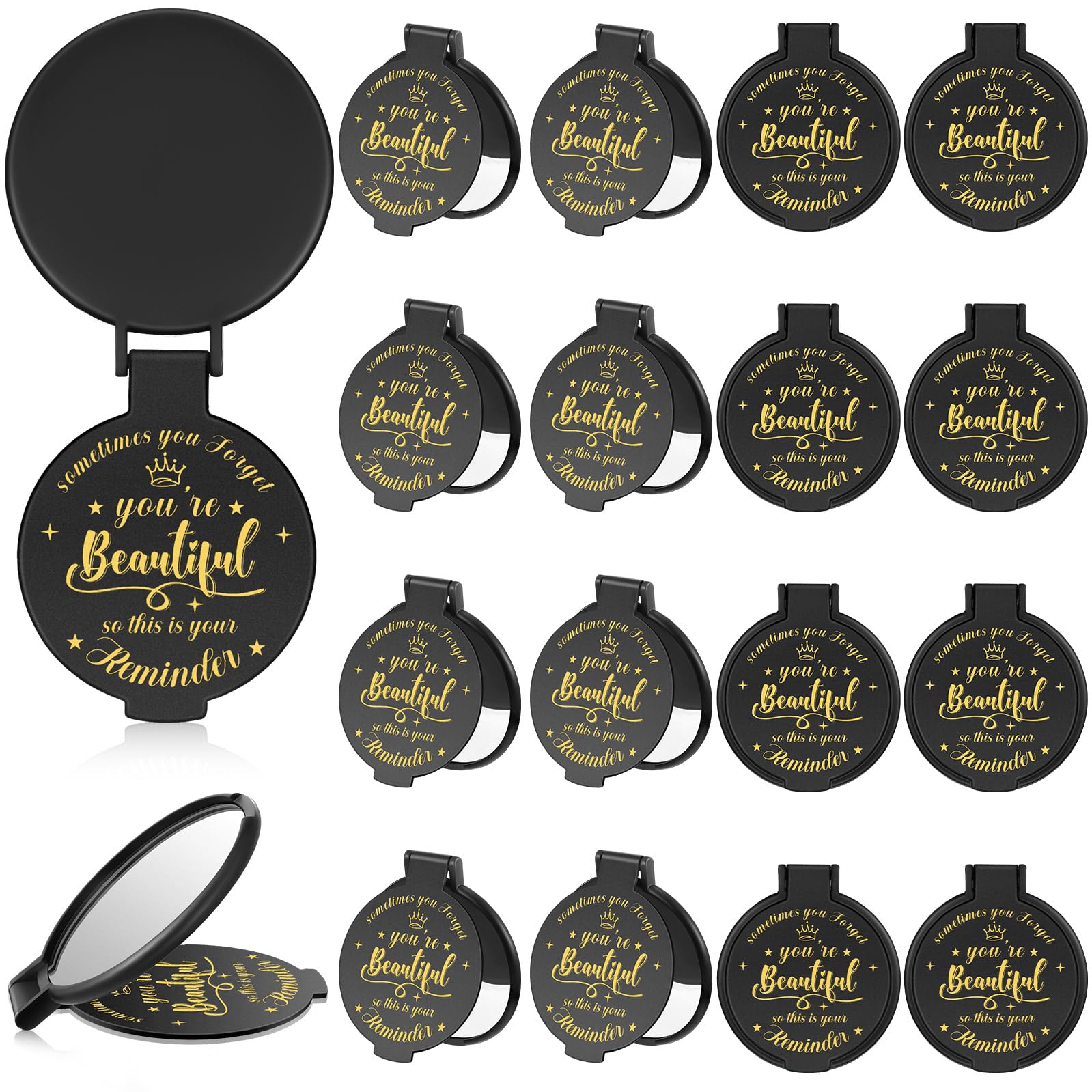 Gulfmew 2.76 Inch Inspirational Compact Mirror Bulk Round Makeup Glass Mirror Personal Purse Pocket Mini Mirror Gifts For Women