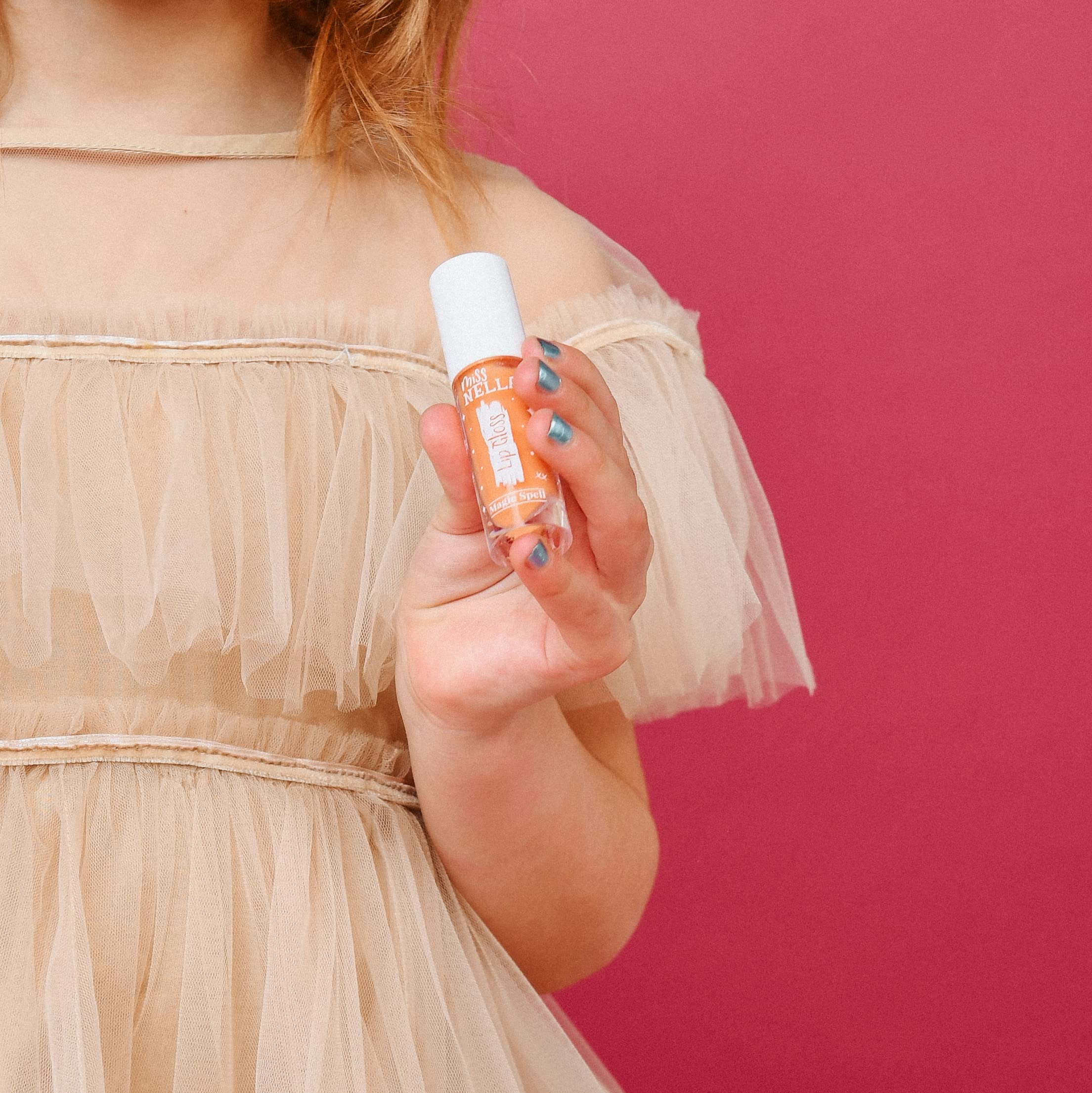 Miss Nella Magic Spell Lip Gloss, Peach Hydrating Children Lip Gloss, Watermelon Scent, Gentle On The Skin. Gives A Sheer Kiss O