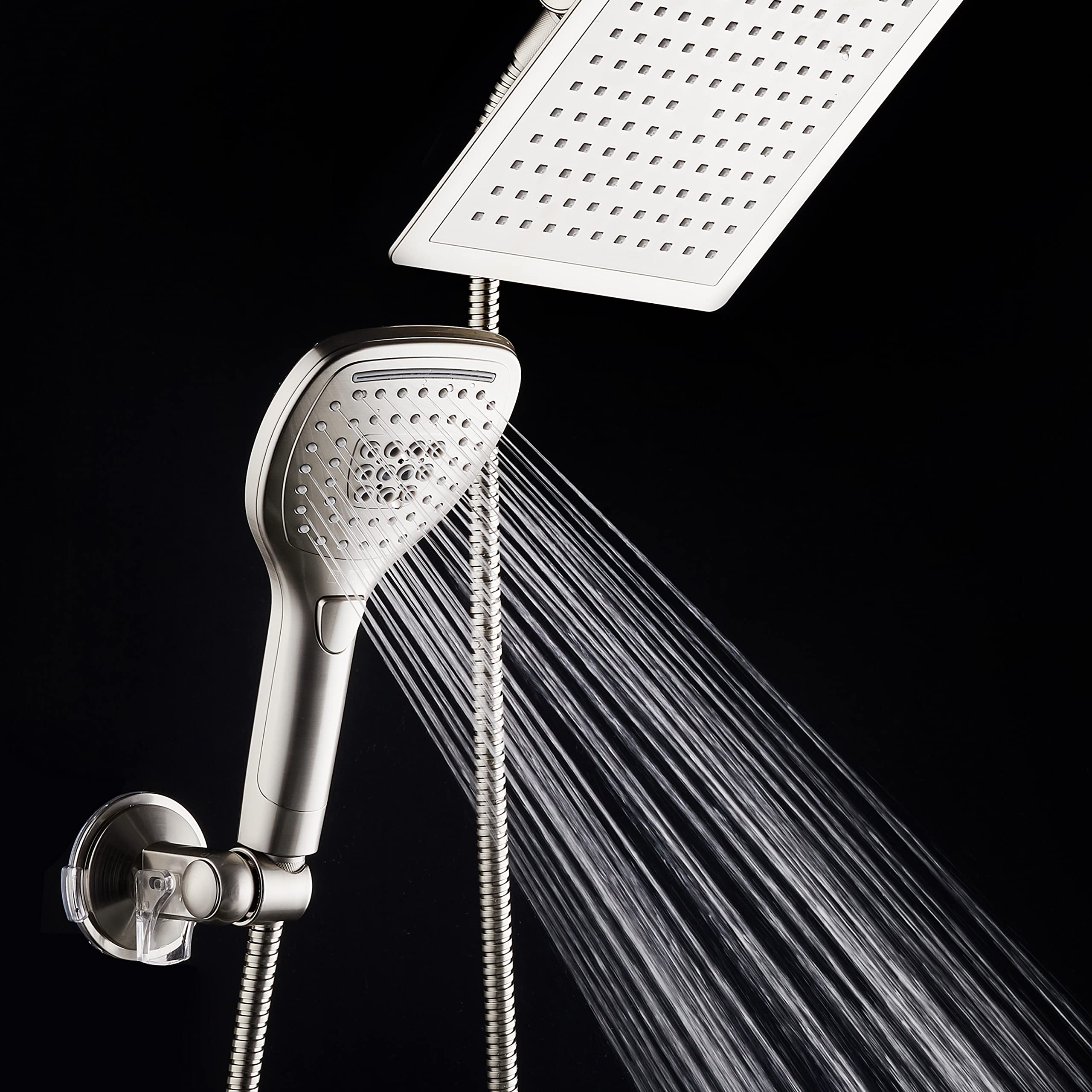 Dreamspa Ultra-Luxury 9 Rainfall Shower Headhandheld Combo Convenient Push-Button Flow Control Button For Easy One-Handed Operat