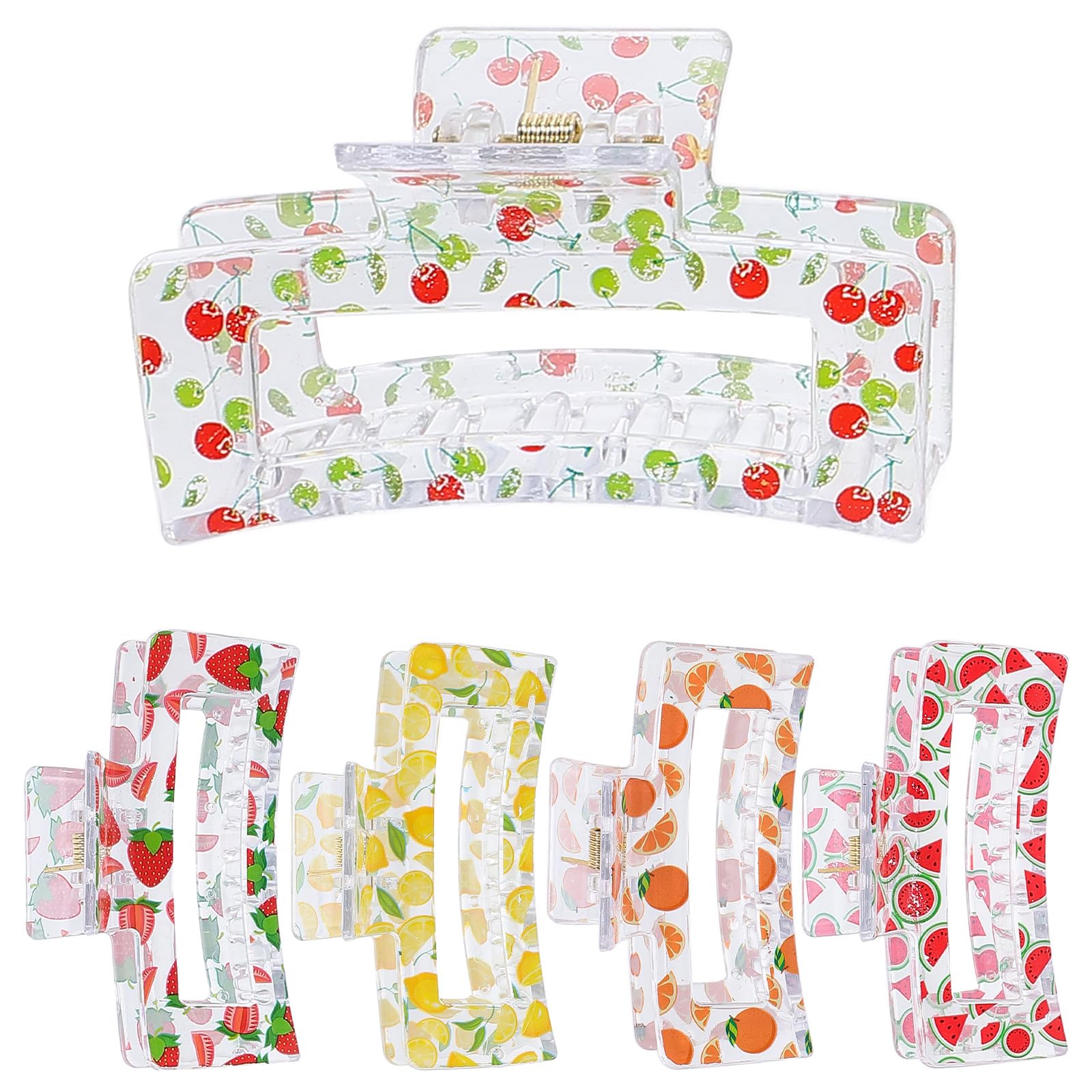 NOLITOY 5pcs Cute Hair Clips, Fruit Patterns Hair Claw Strong Hold Hair Barrettes Hair Accessories for Thin and Thick Hair