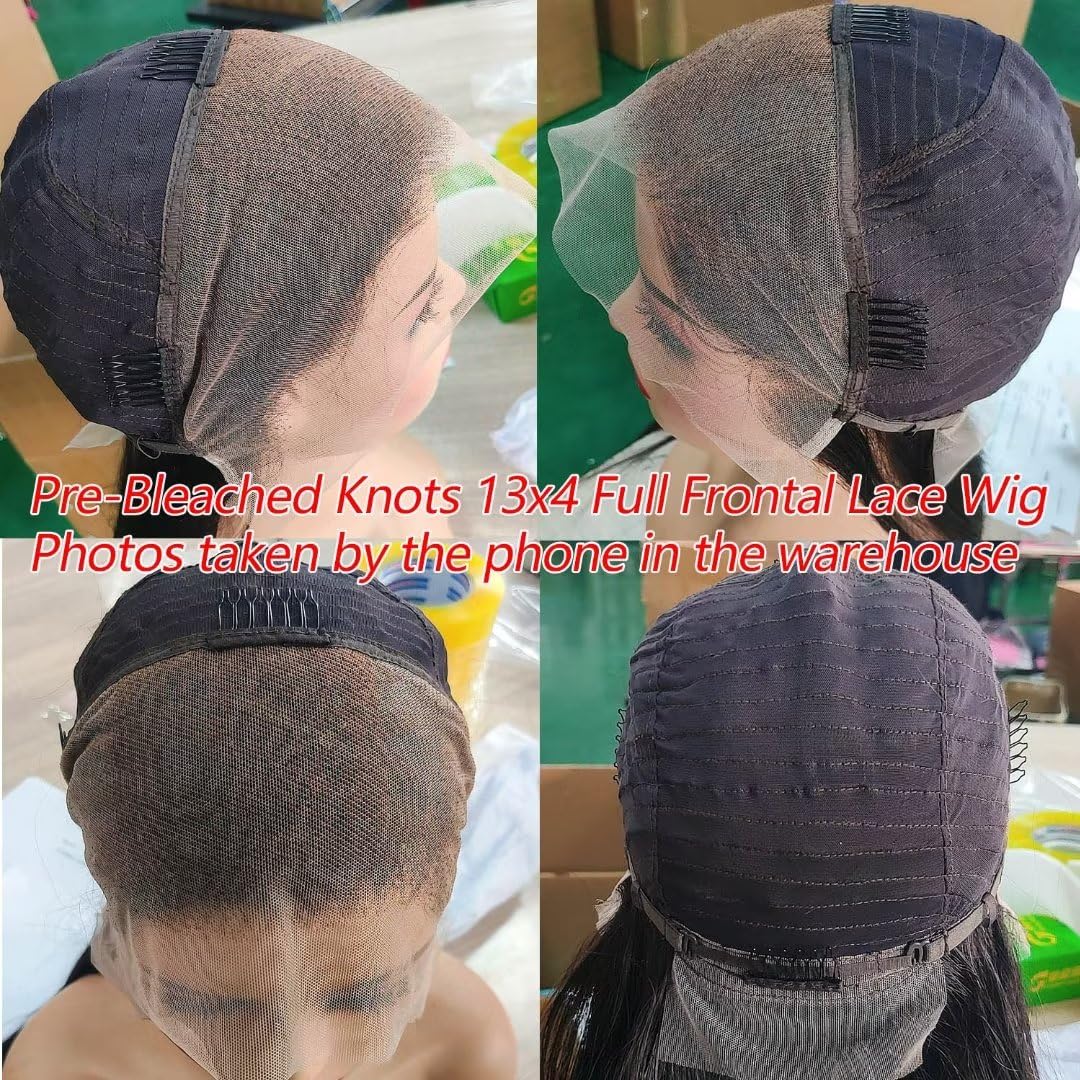 Lemoda Straight 13X4 Full Lace Frontal Human Hair Wigs Pre Plucked Bleached Knots 180% Density 13X4 Hd Transparent Lace Brazilia