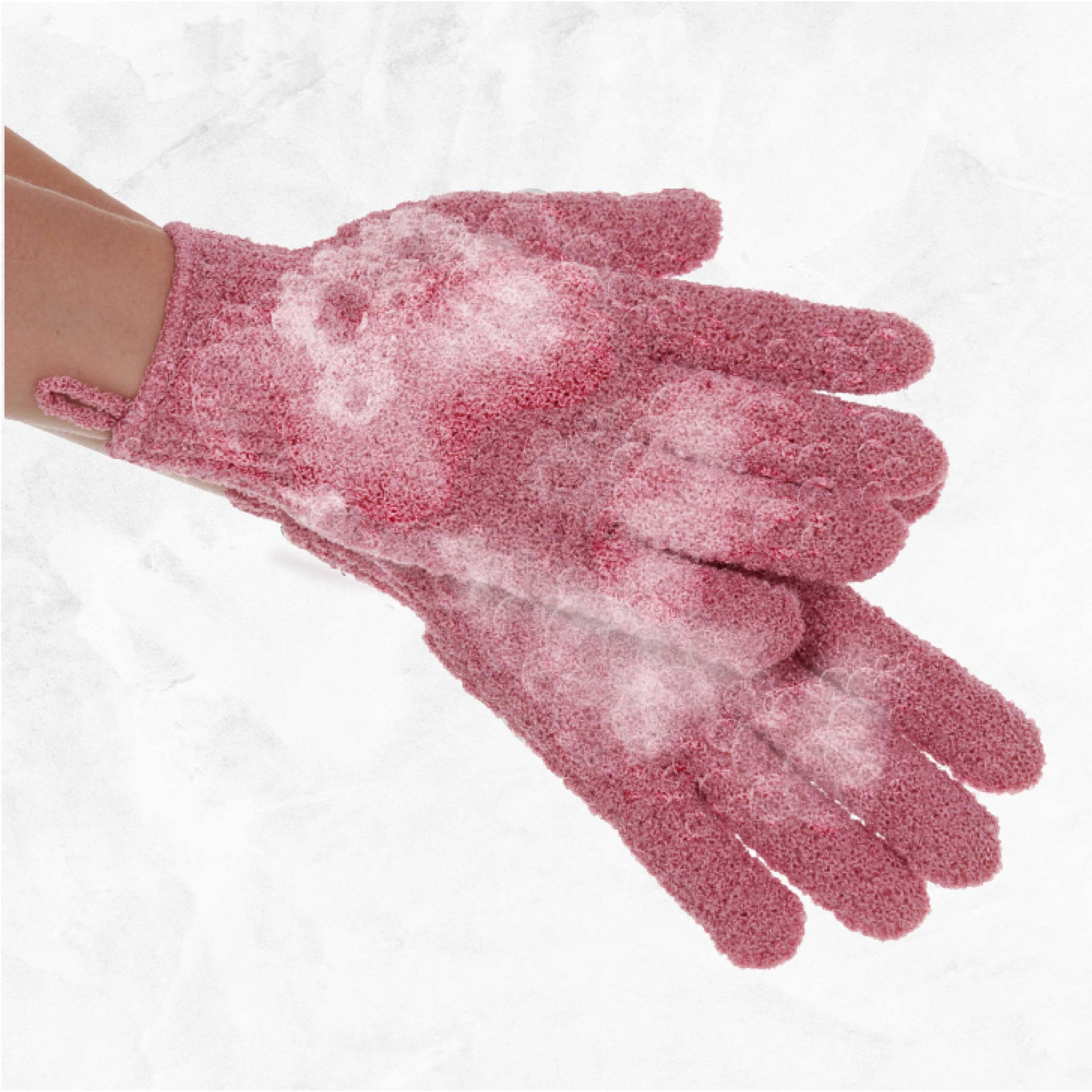 The Beauty Project 4 Pairs Exfoliating Gloves, 100% Nylon, Dual Texture Body Scrub For Spa, Massage & Dead Skin Removal, Multi-C