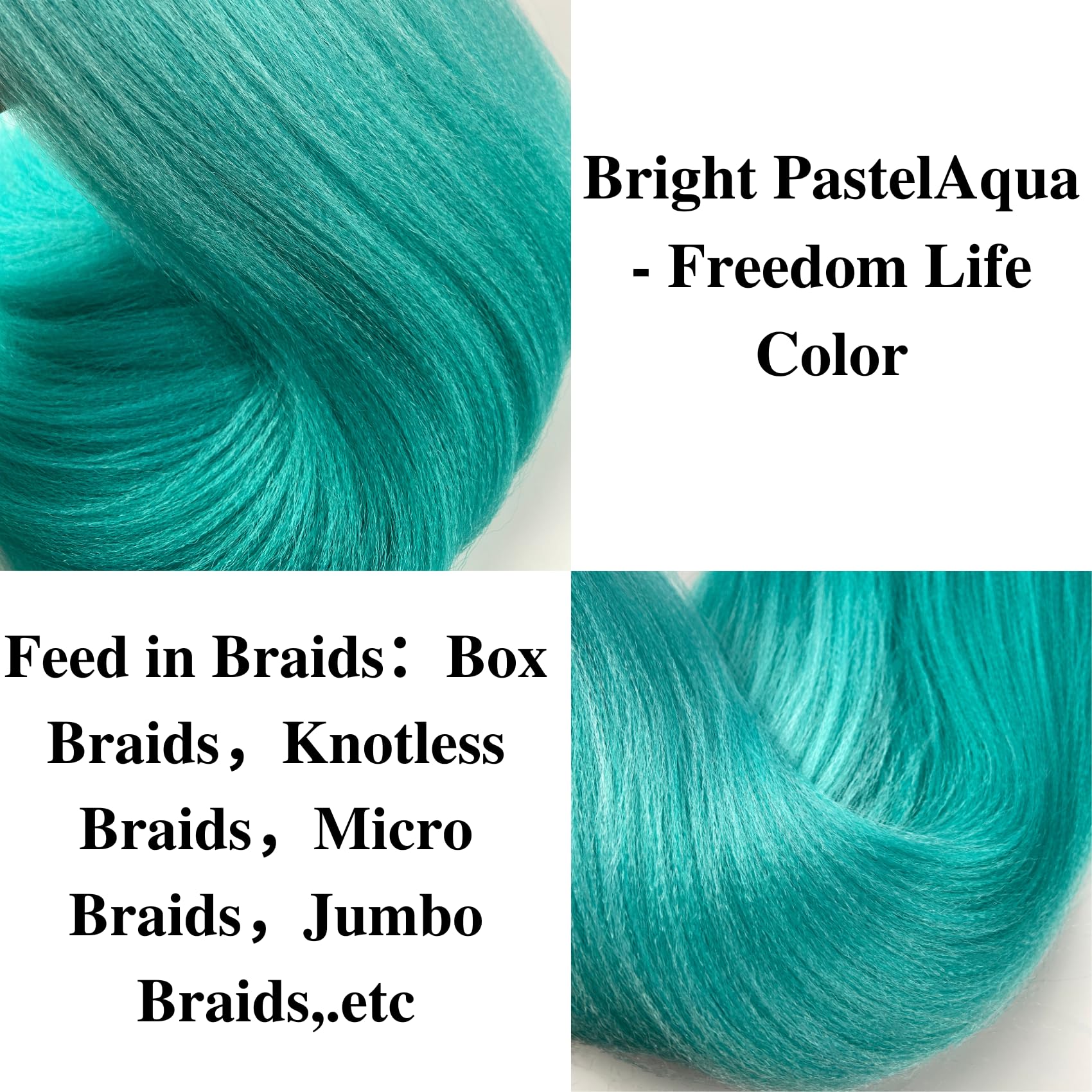 Bright Pastel Aqua Blue Braiding Hair Pre stretched Kanekalon Human Braiding Hair Extensions Feed in Braids