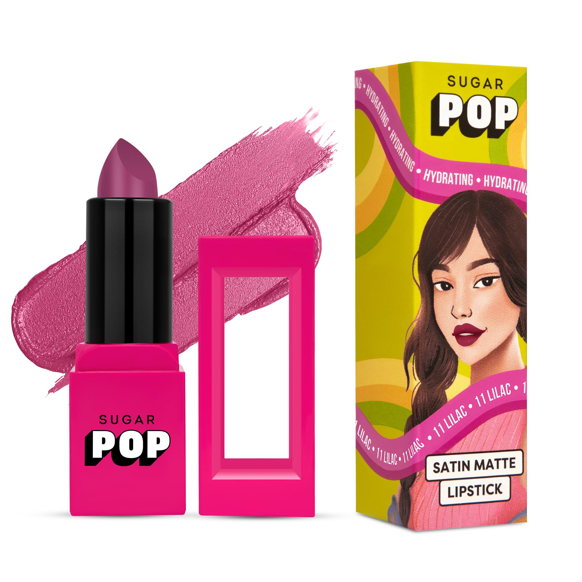 Sugar Pop Satin Matte Lipstick - 11 Lilac (Light Lavender) - 3 Gm - Infused With Vitamin E, Shea Butter & Jojoba Oil L Ultra Pig