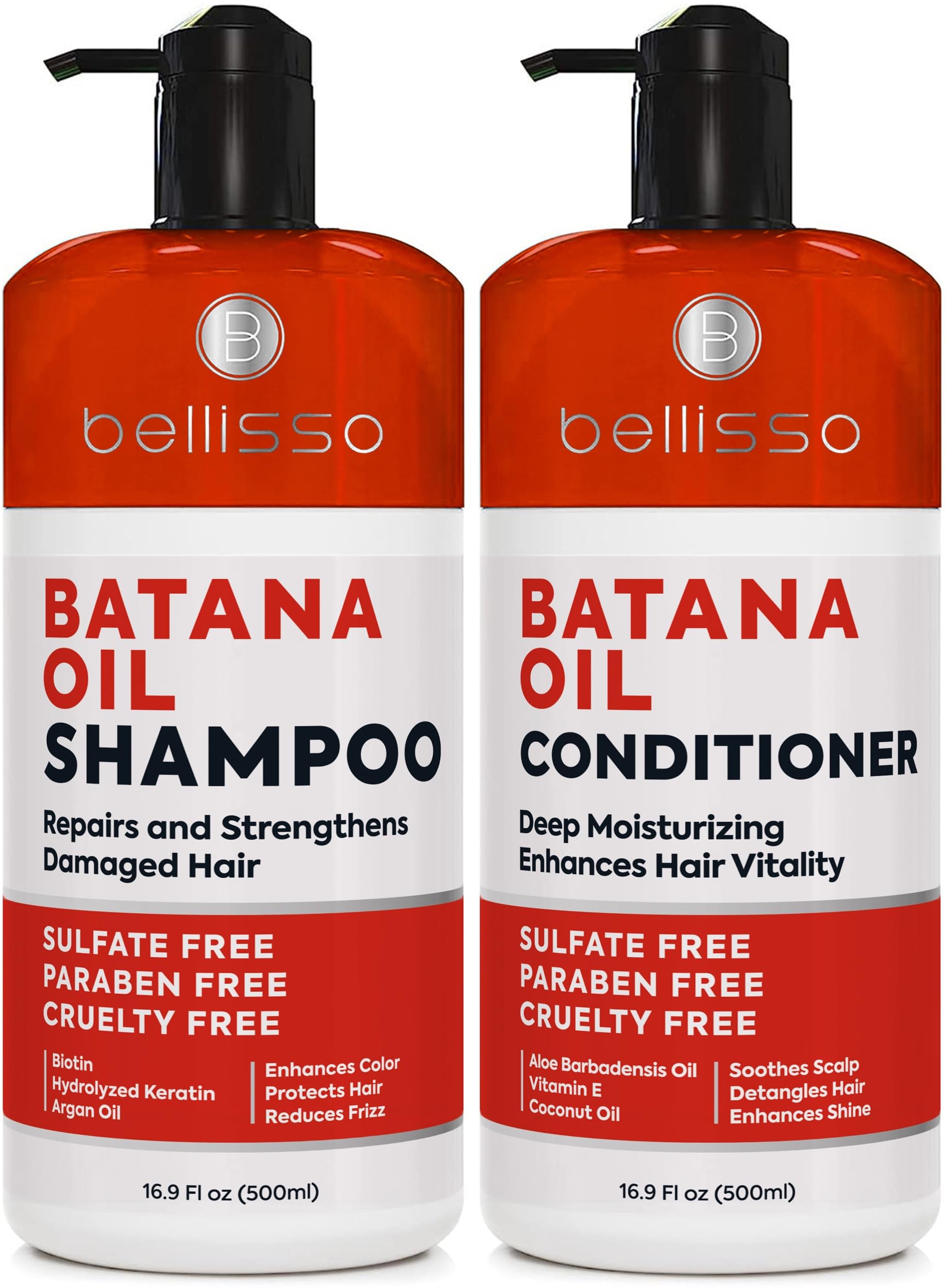 Batana Oil Shampoo and Conditioner Set - Thickening Hair Products for Women and Men - For Strengthening and Volumizing Fine and 