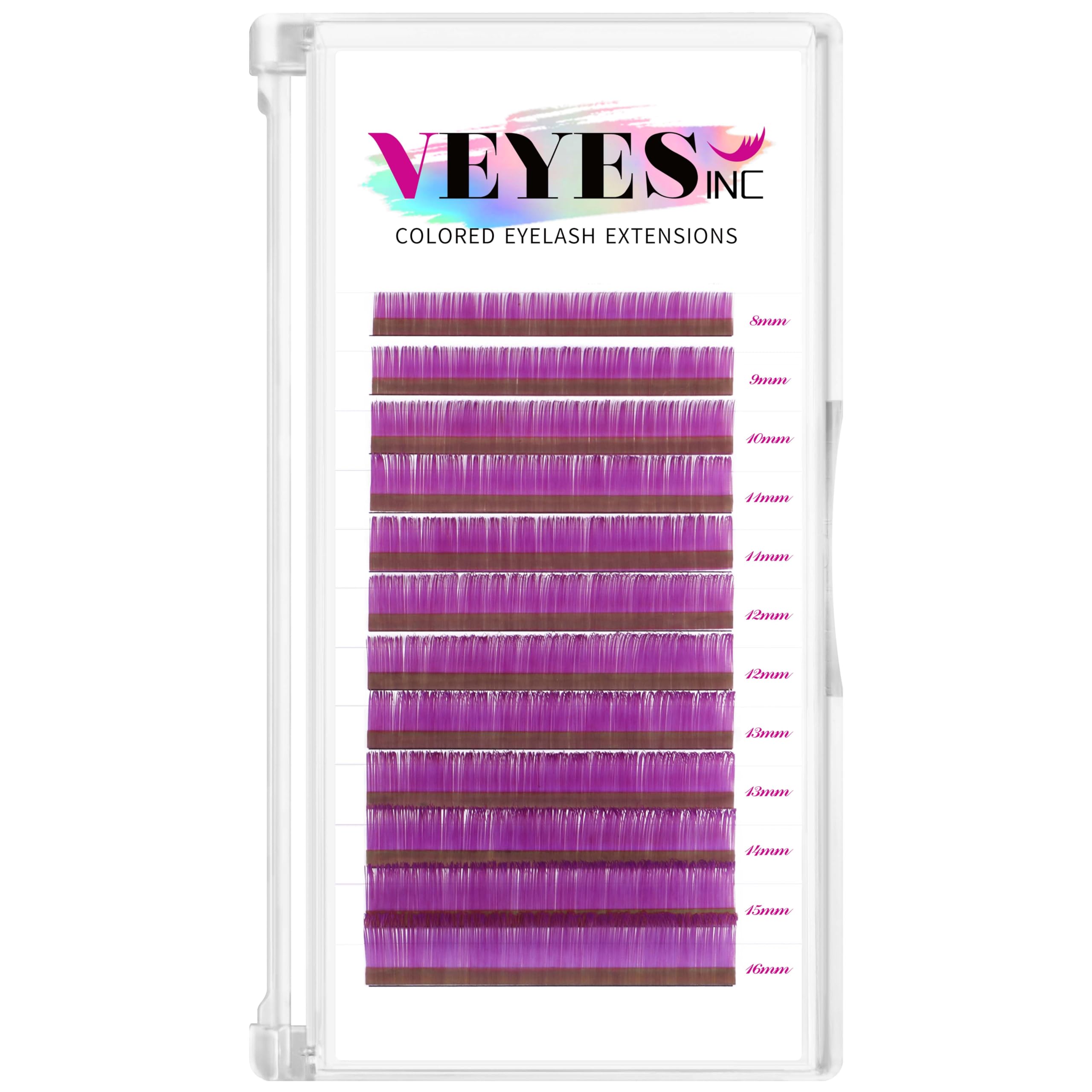 VEYES INC Colored Lash Extensions 03 05 07 15 C/D Curl 8-16mm Mixed Length Tray, Premium Individual Silk Eyelashes, Professional