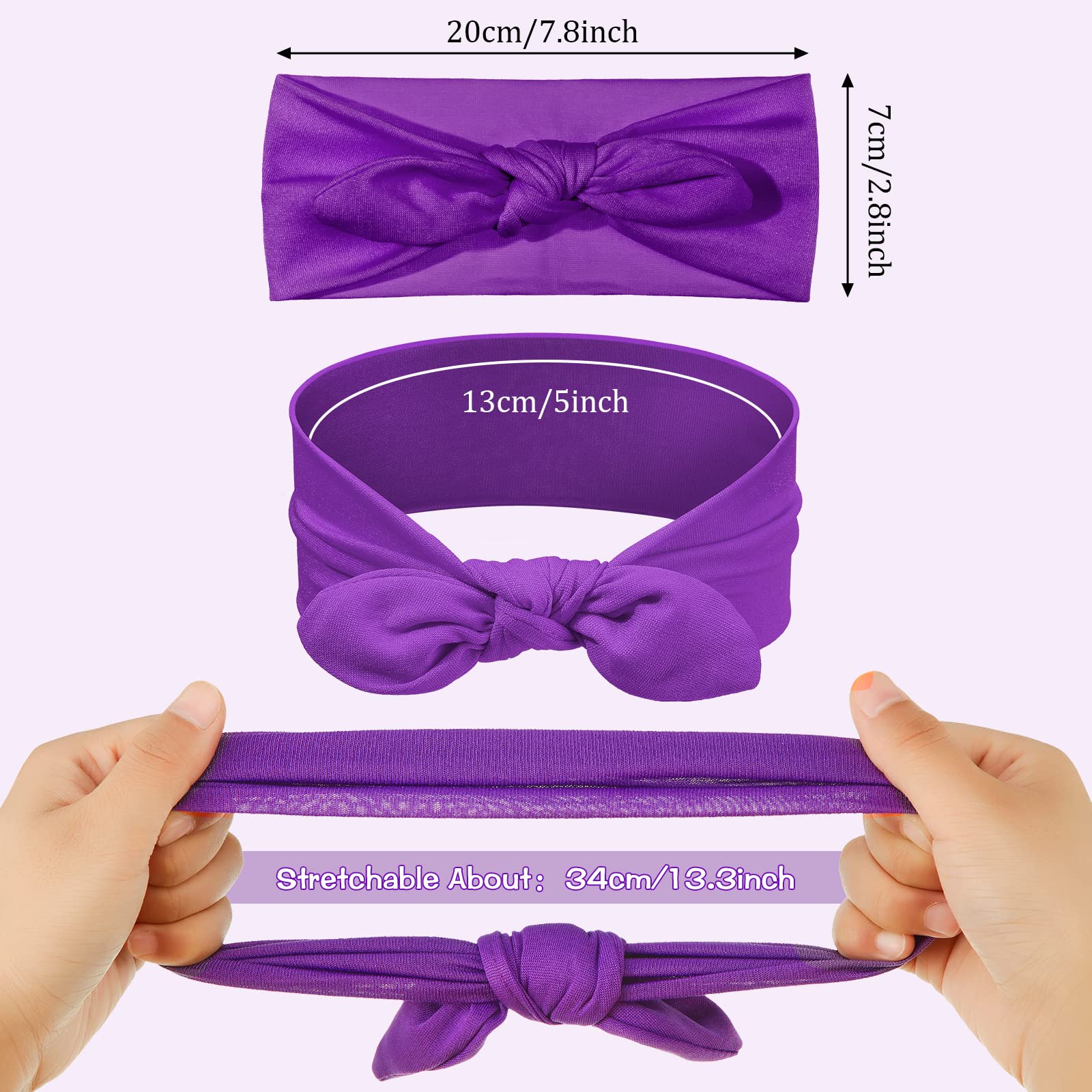 12 Pack Colorful Headbands For Girls Removable Rabbit Ear Bow Girls Headbands Elastic Polyester Cloth Headbands Rabbit Ear Hairb