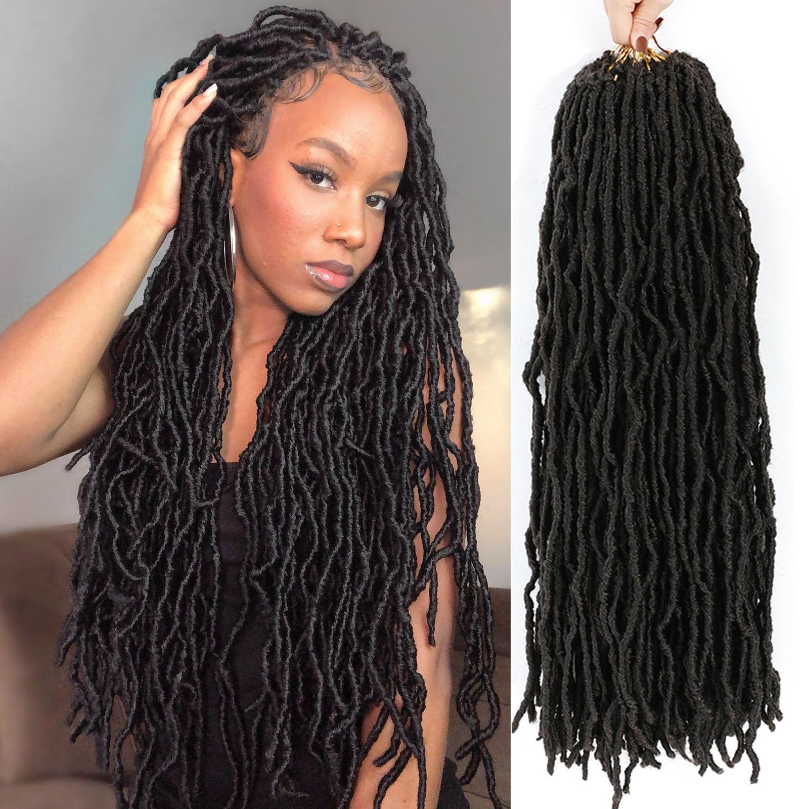 Faux Locs 26 Inch 7 Packs Soft Locs Crochet Hair Pre Looped Faux Locs Crochet Hair Curly Butterfly Hair Extensions for Women(4#,