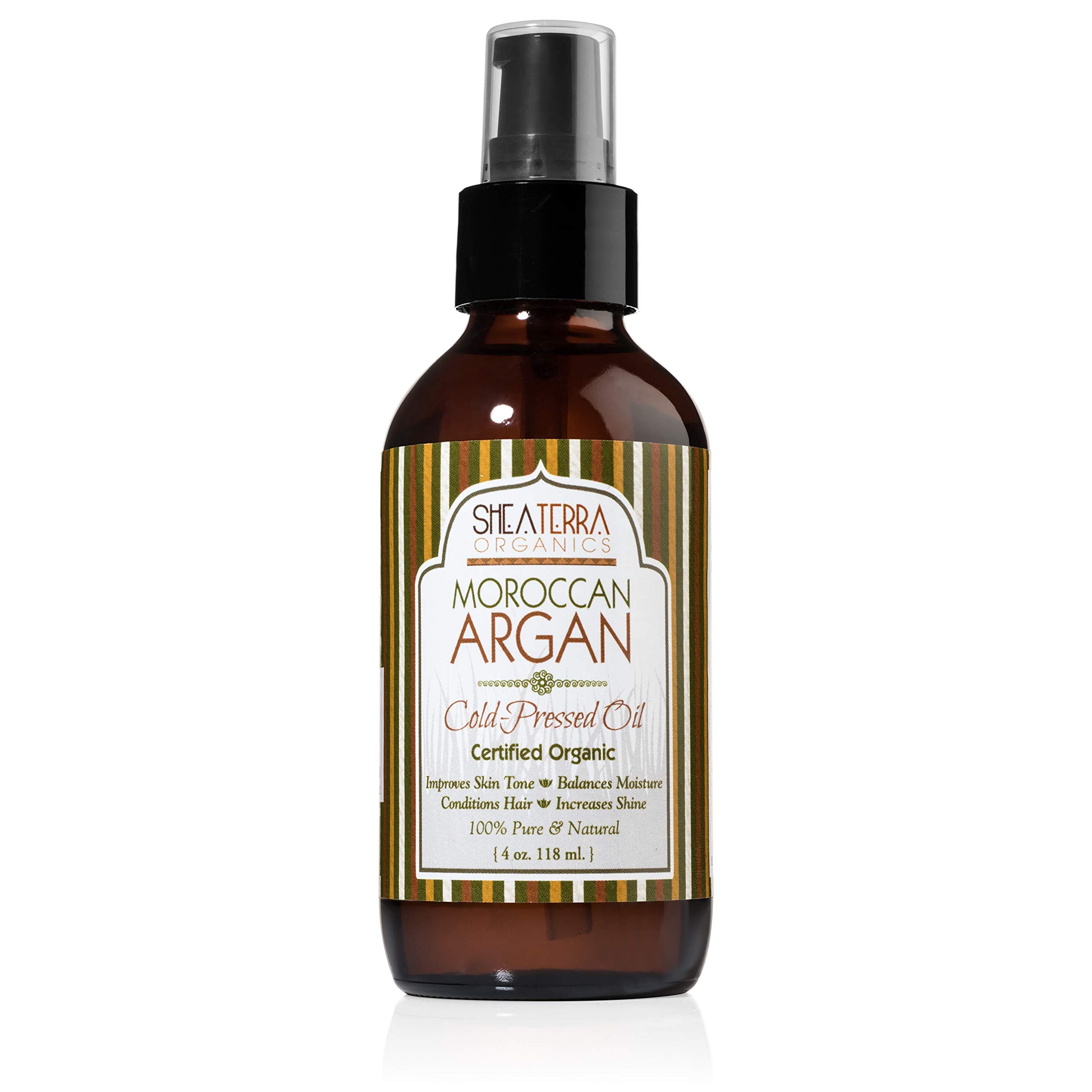 Shea Terra Moroccan Argan Cold-Pressed Extra Virgin Oil | Nutrient-Rich, All Natural & Organic Oil with Anti-Aging Vitamin A and