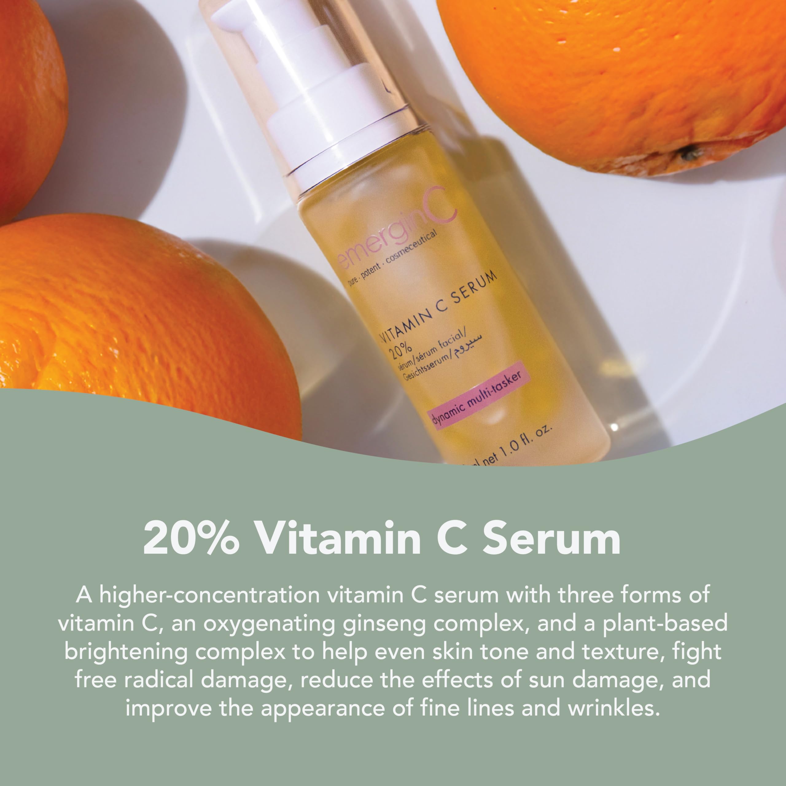emerginC 20% Vitamin C Facial Serum - Extra Strength Micro-Encapsulated Spheres to Help Address Visible Signs of Aging (1 Ounce,