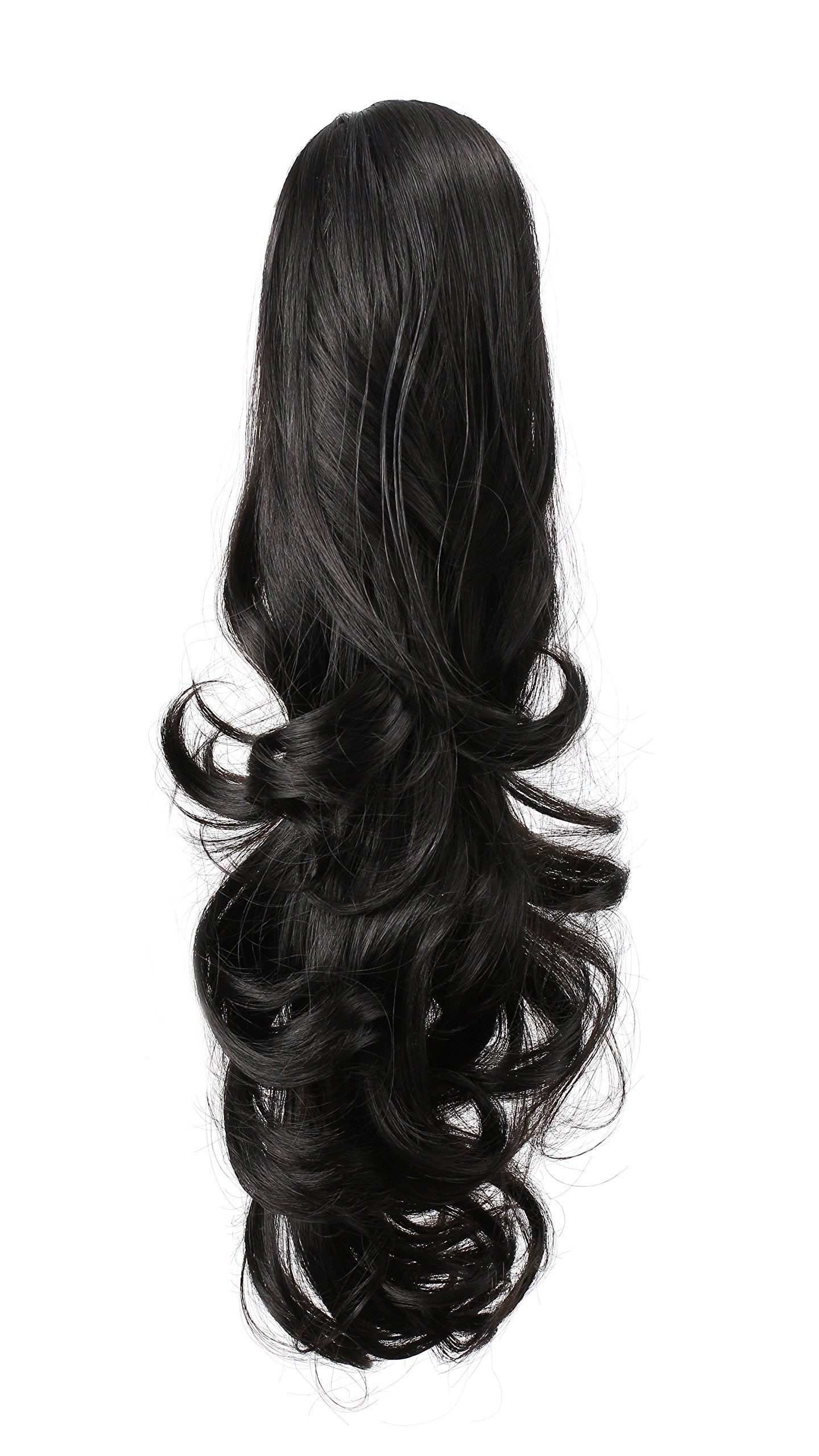 Onedor 20'' Curly Synthetic Clip In Claw Drawstring Ponytail Hair Extension Synthetic Hairpiece 190G With A Jaw/Claw Clip (1#-Bl