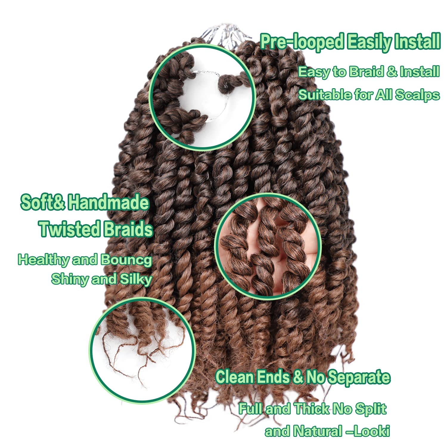 Violet Passion Twist Hair 10 Inch Ombre Gold Passion Twist Crochet Hair For Black Women 8 Packs Pre Looped Spring Twist Hair Boh