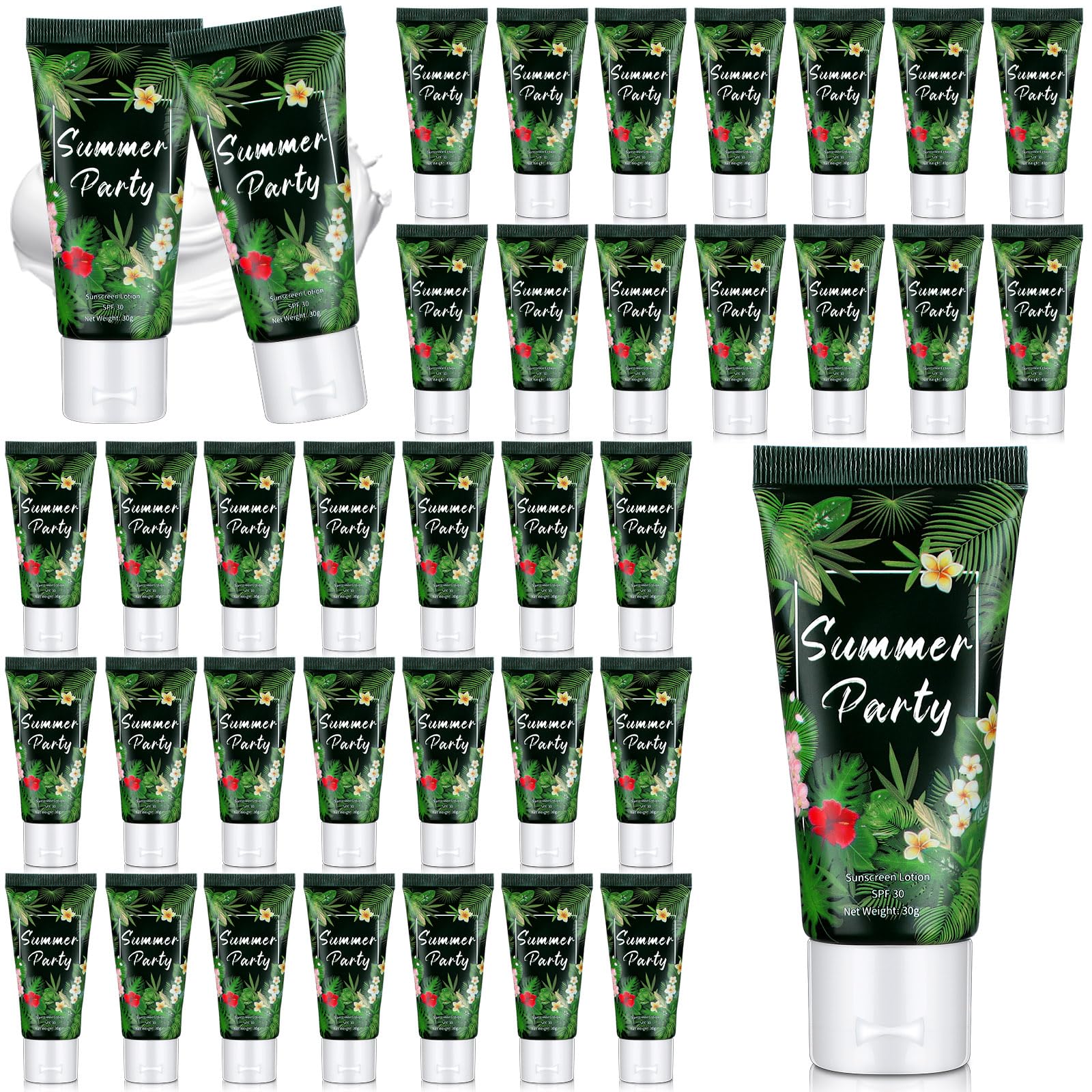 Dansib 36 Pcs Mini Sunscreen Bulk for Summer Party Wedding SPF 30 Water Resistant Sunscreen Lotion Bulk 1oz Travel Size for Than