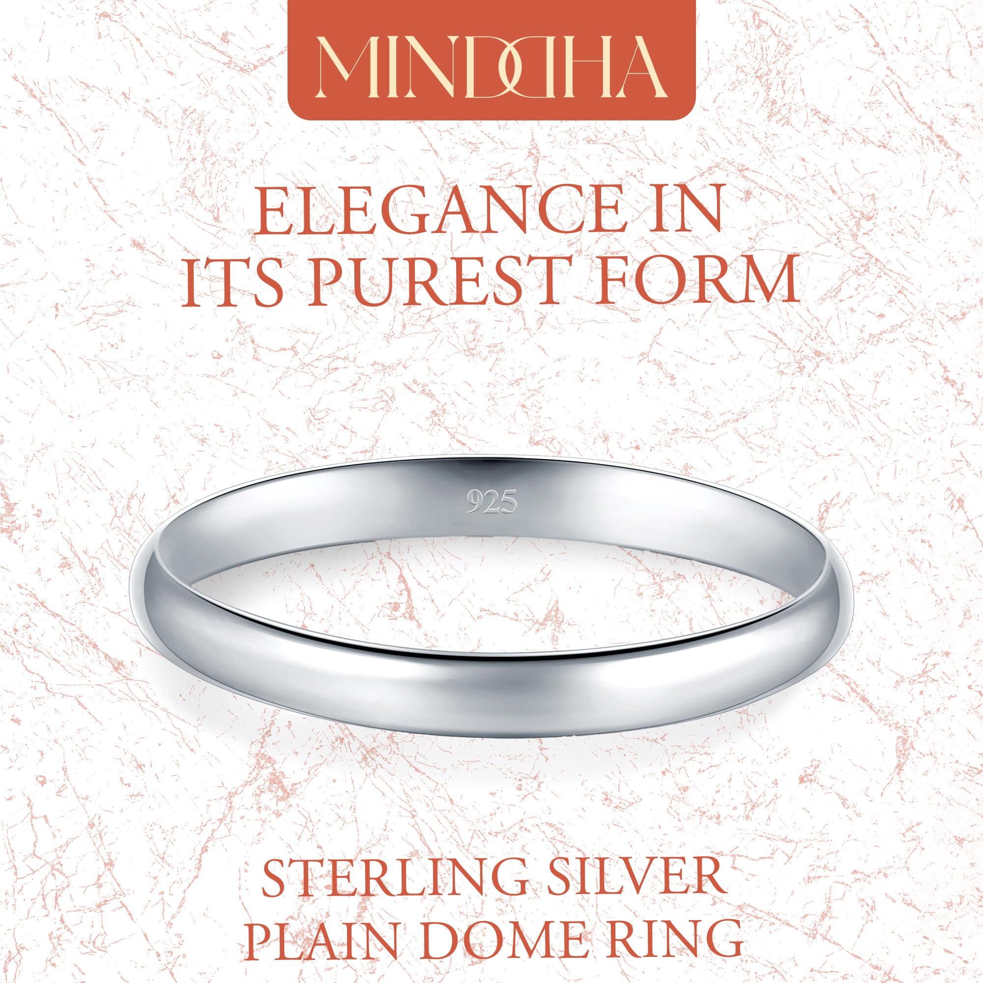 MINDDHA Sterling Silver Wedding Band - 925 Pure Sterling Silver Band for Women & Men | Sterling Silver Band for Women | Sterling