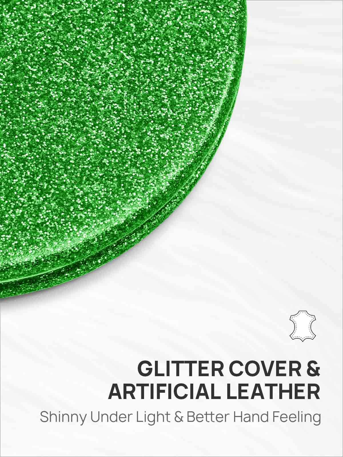 Omiro 1X/10X(300R) Magnifying Compact Mirror With Pu Leather, Ultra-Portable For Purses And Travel, Round Green