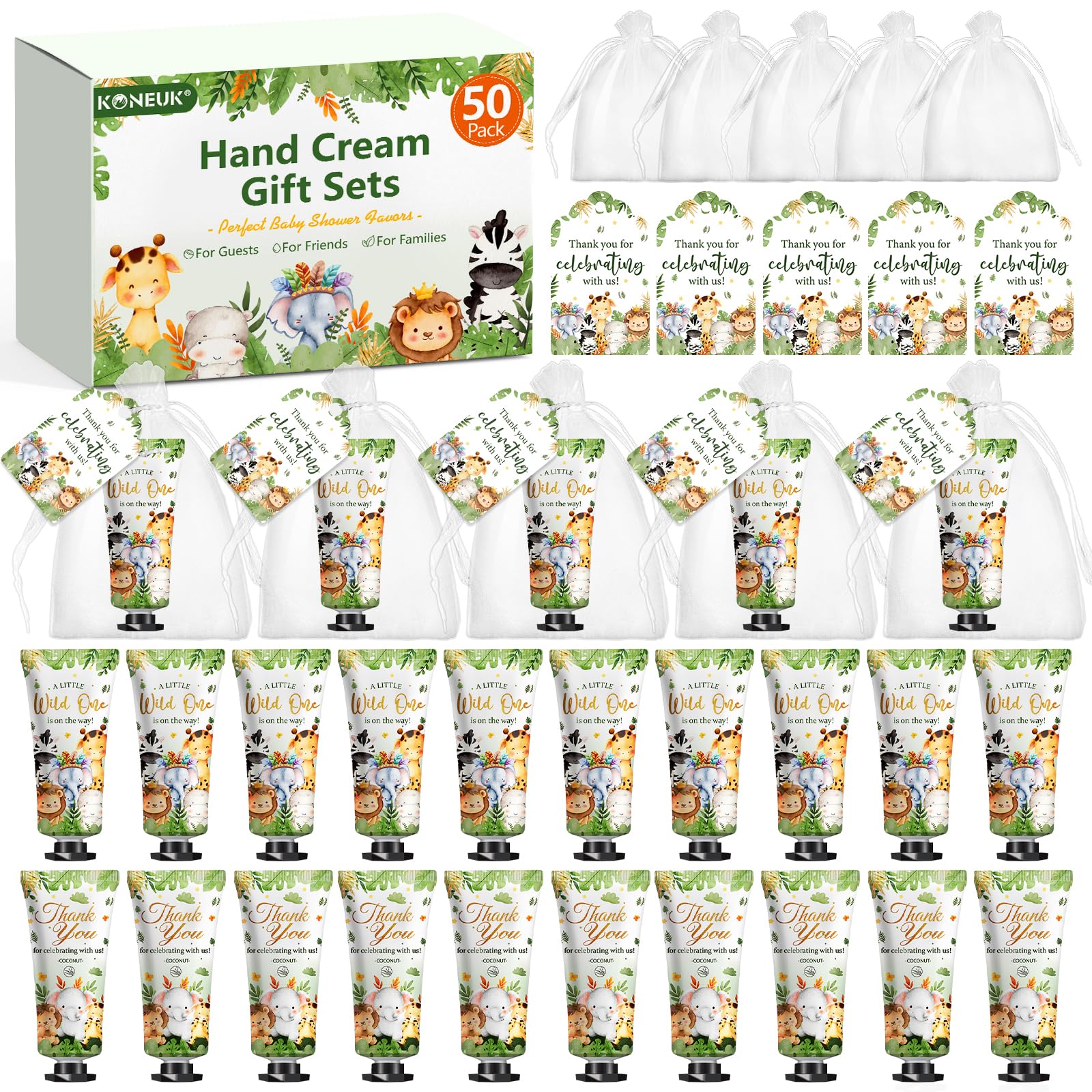 50 Pack Baby Shower Bulk Hand Cream Gifts Sets, Baby Shower Favors And Bridal Shower Favors For Guests With Thank You Card And O