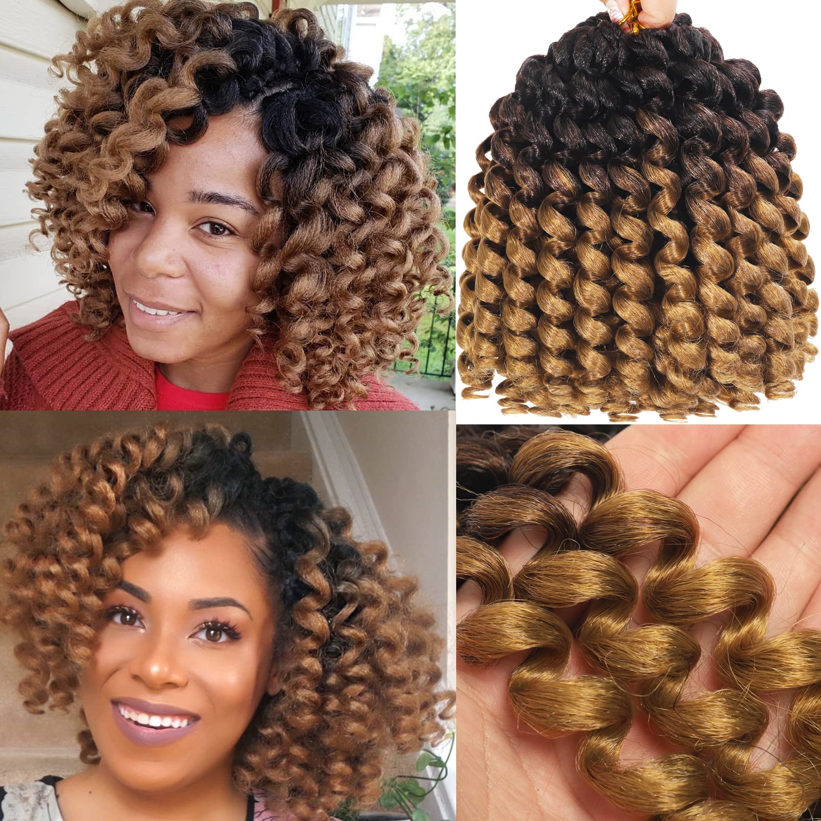 60 Strands 2X Ringlet Wand Curl Jamaican Bounce Crochet Braids 8 inch 3Packs Crochet Hair Extensions Blonde Ombre Crochet Braidi