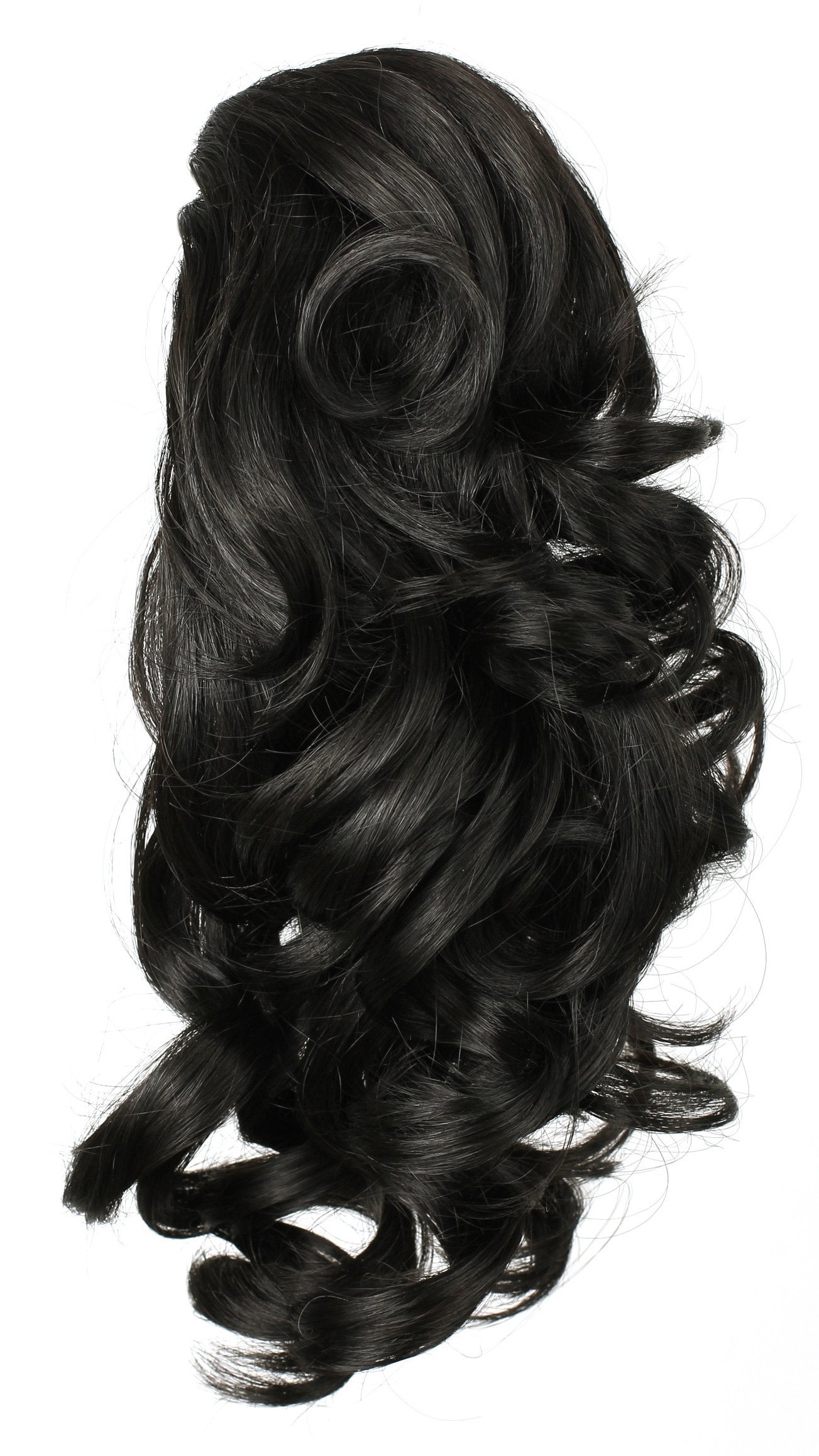 Onedor 12'' Synthetic Fiber Natural Textured Curly Ponytail Clip In/On Hair Extension Hairpiece (2# - Darkest Brown)