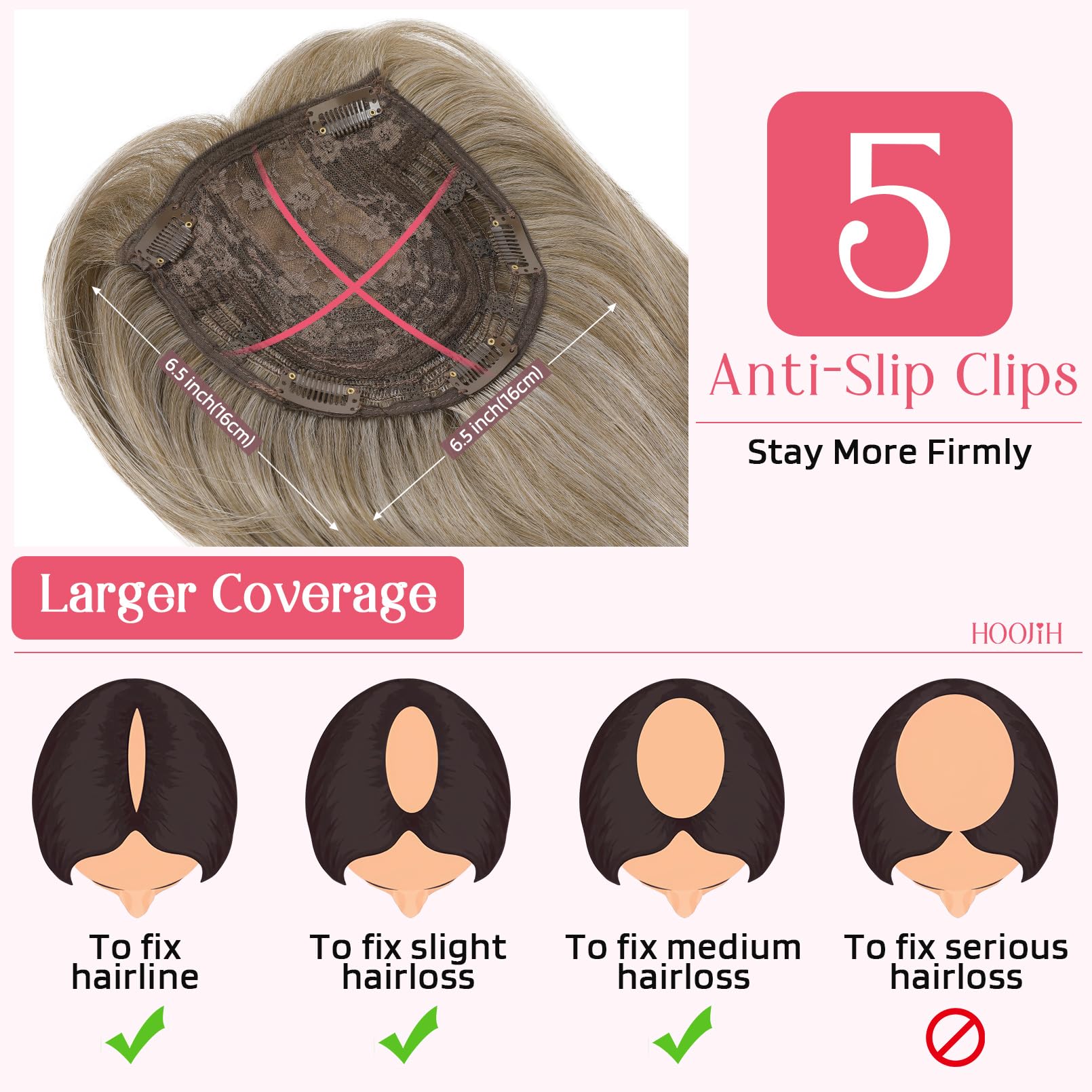 Hoojih Hair Topper, Long Layered Hair Topper With Bangs For Women With Thinning Hair 14 Inch Slightly Curled Ends Wiglets Synthe