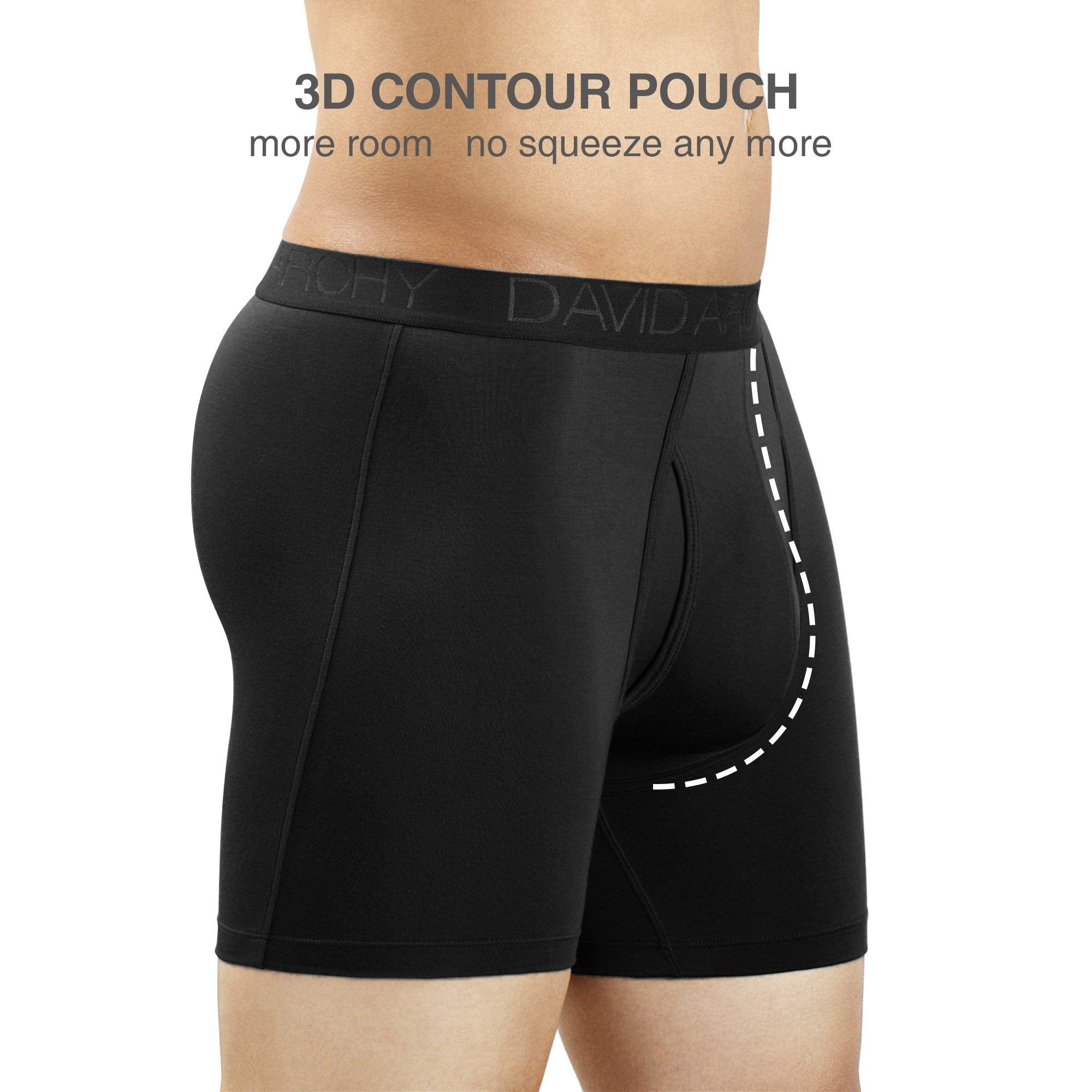 DAVID ARcHY Bamboo Mens Underwear Boxer Briefs Breathable and Soft with Fly Trunks 4 Pack (M, BlackDark gray - 55 in 4 Pack)