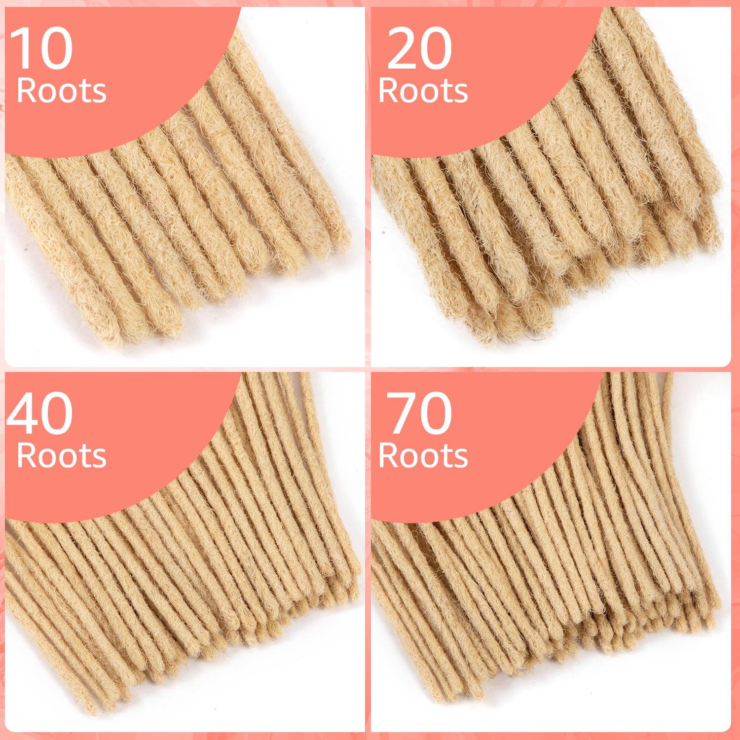 Teresa Medium 0.8Cm And Small 0.4Cm Width 8 Inch 40 Strands 100% Human Hair Dreadlock Extensions For Man/Women,Full Head Handmad