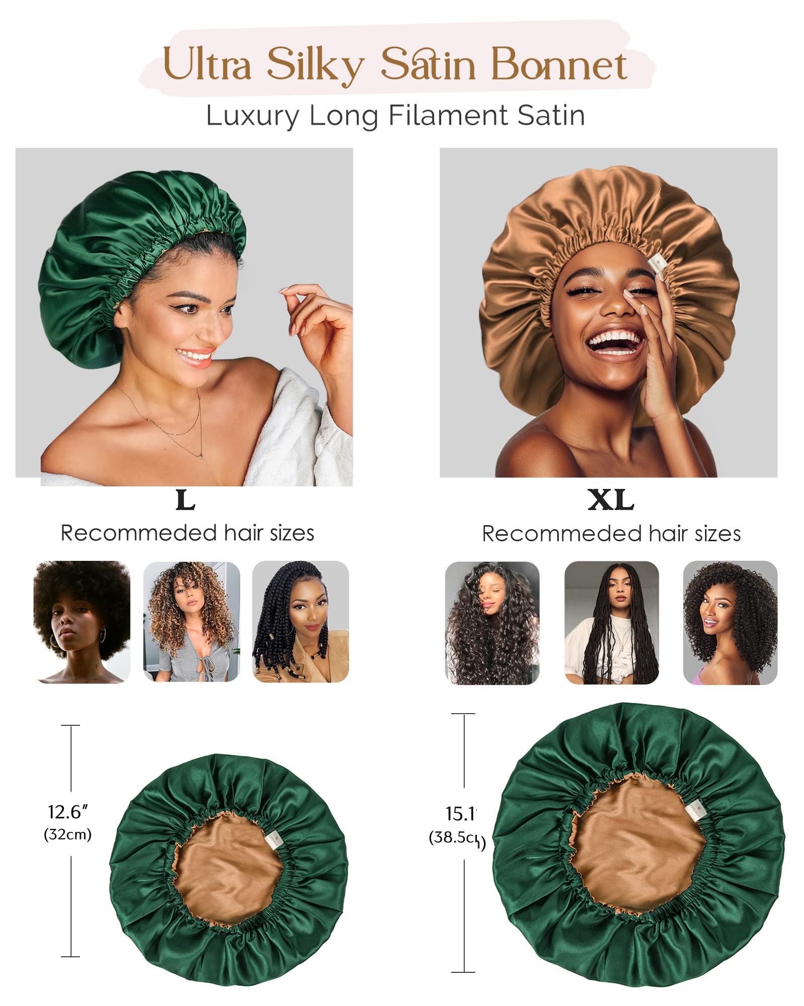 Yanibest Satin Bonnet For Sleeping, Hair Bonnets For Women And Men, Double Layer Ajustable Silky Bonnet For Curly Braids Hair Da