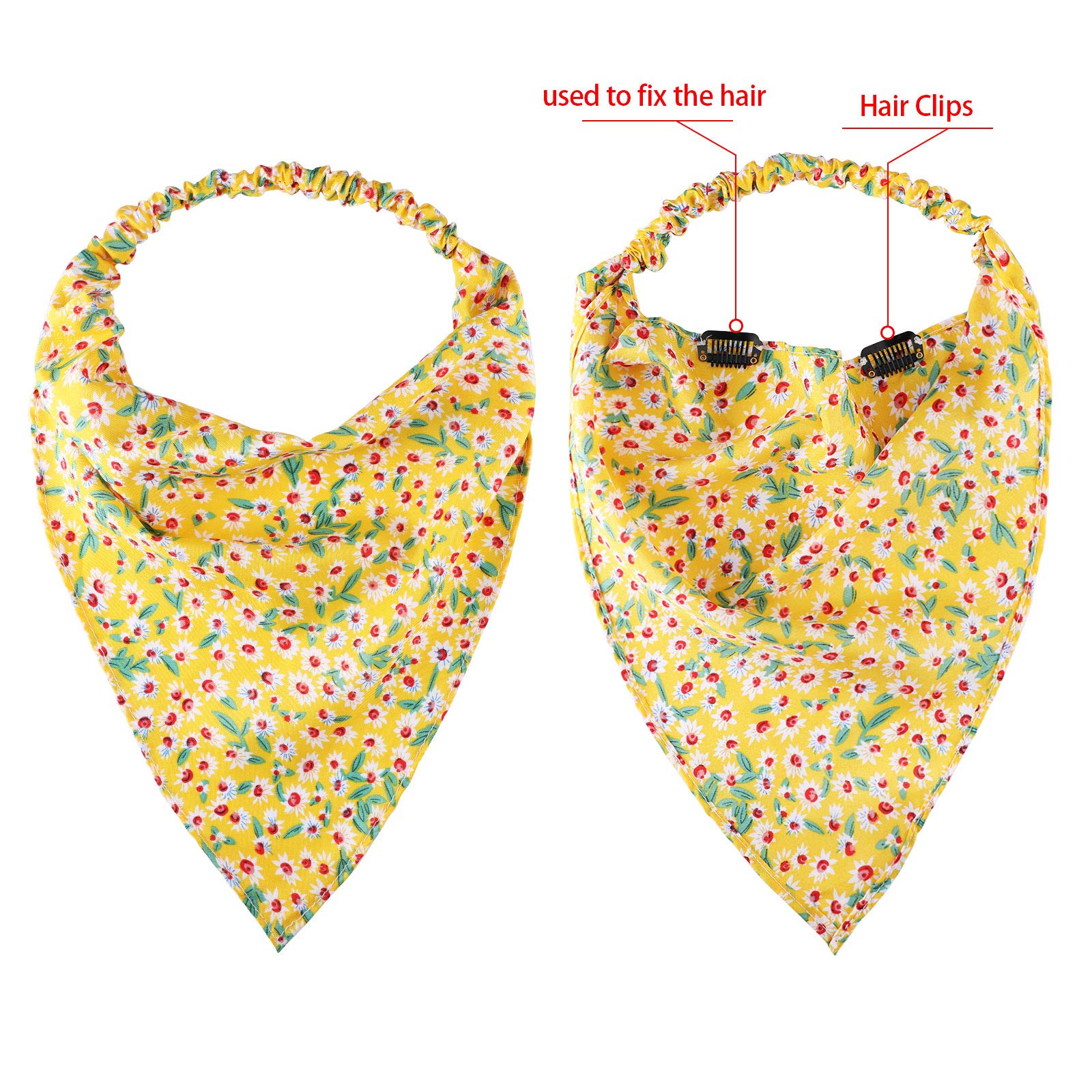Syhood 6 Pcs Floral Bandanas for Women Girl Boho Daisy Hair Scarf Headband with Clip Chiffon Summer Cottagecore Head Kerchief(Pr