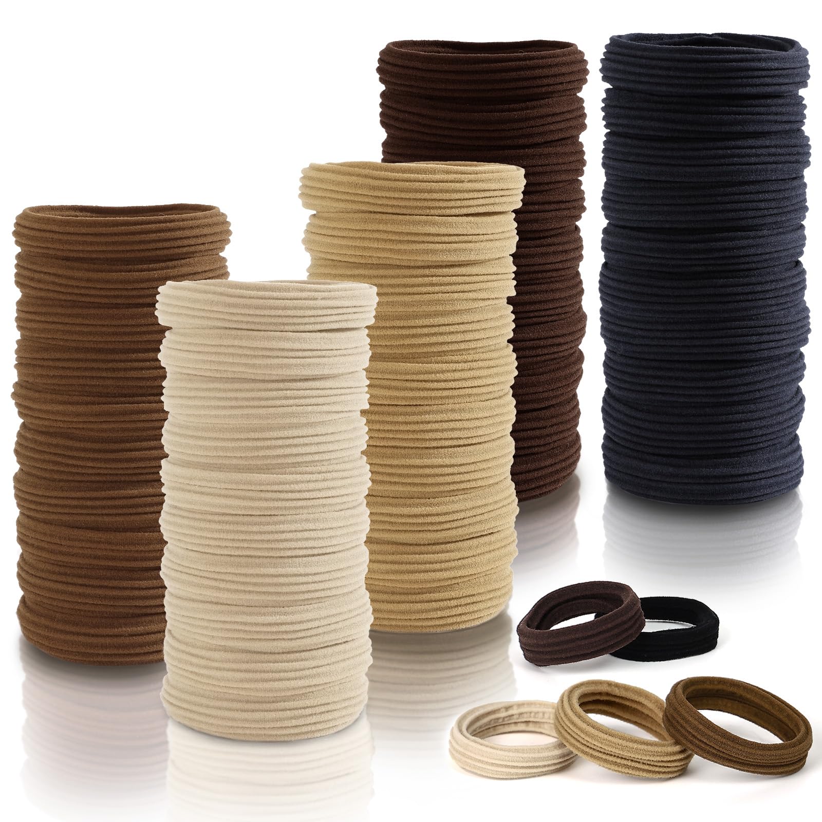 Bessrung 80 Pcs Brown Hair Ties No Damage, Seamless Elastic Hair Ties for Women Girls, Strong, Stretchy Hair Bands, Soft Nylon P