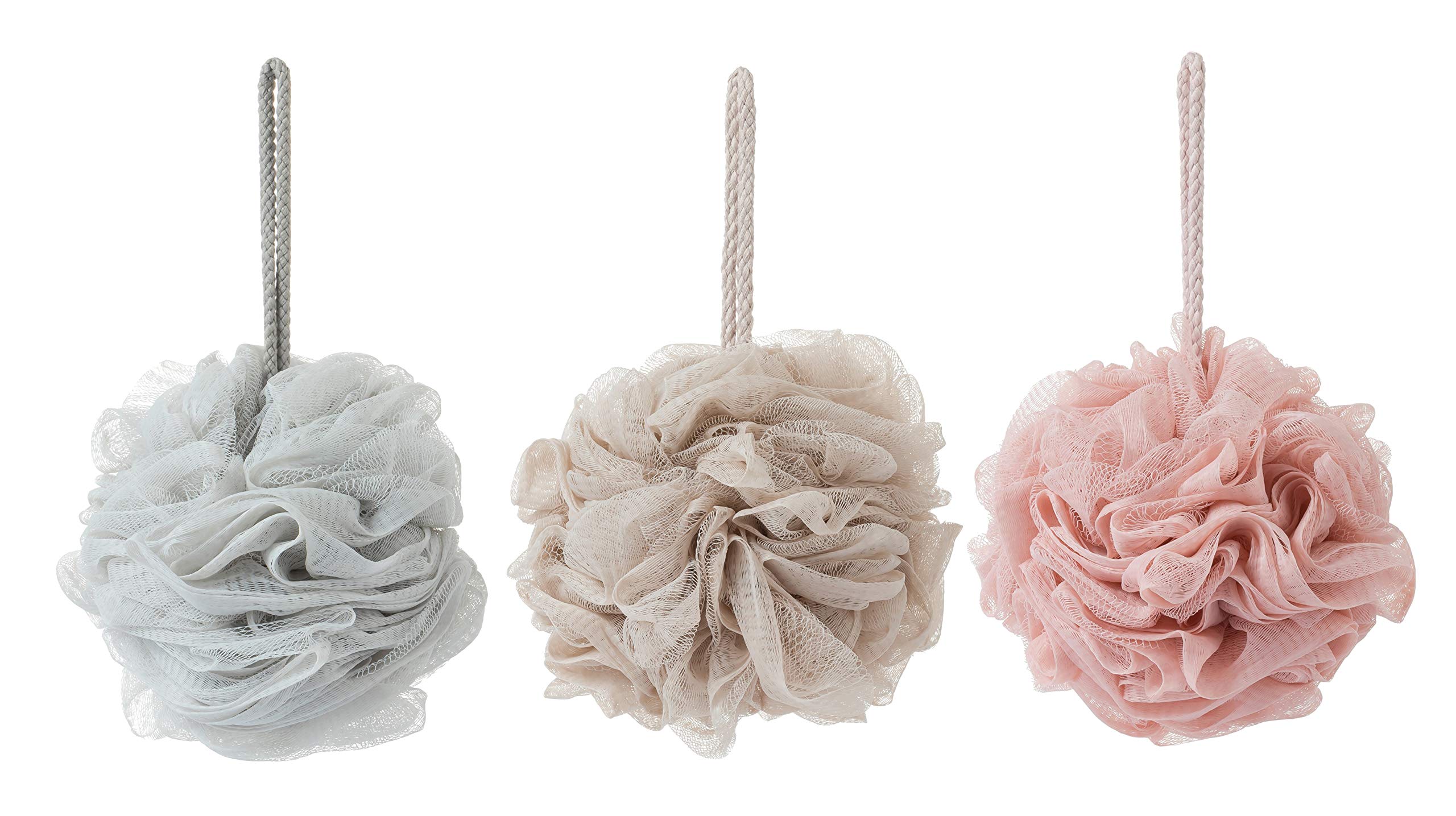 Kakooi Bath Sponges, Shower Loofah For Body Exfoliation(3 Pcs, Brown&Gray&Pink)