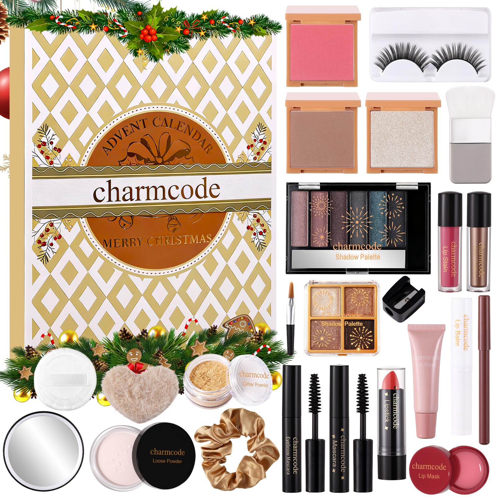 Makeup Advent Calendar 2025 - 24 Days Christmas Make Up Gift Set for Adlut Women & Teen Girls, CHARMCODE Xmas Cosmetic Countdown
