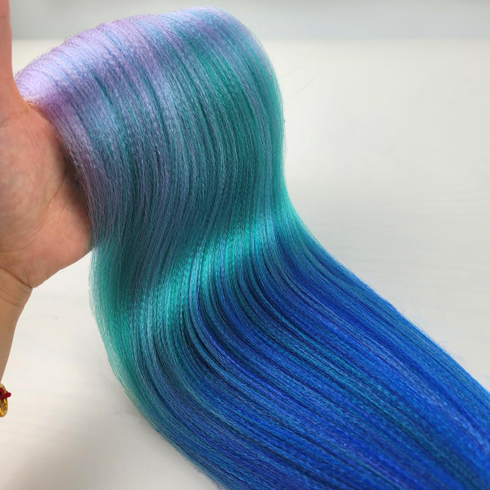 Ombre Braiding Hair Blue Dark Green LavenderPre stretched Kanekalon Braiding Hair Extensions Feed in Braids 26inch