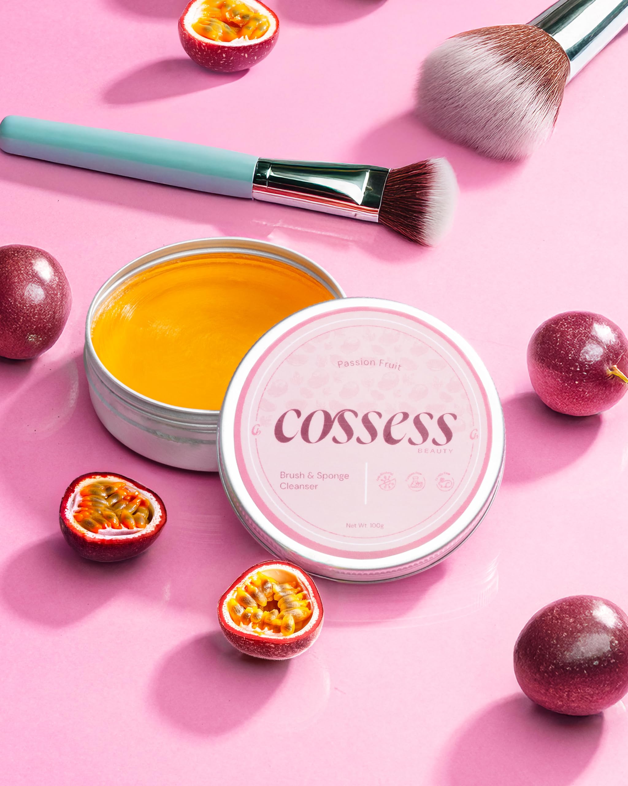 Cossess Beauty Solid Brush Cleanser Anti Bacterial Organic And Natural (Passion Fruit)