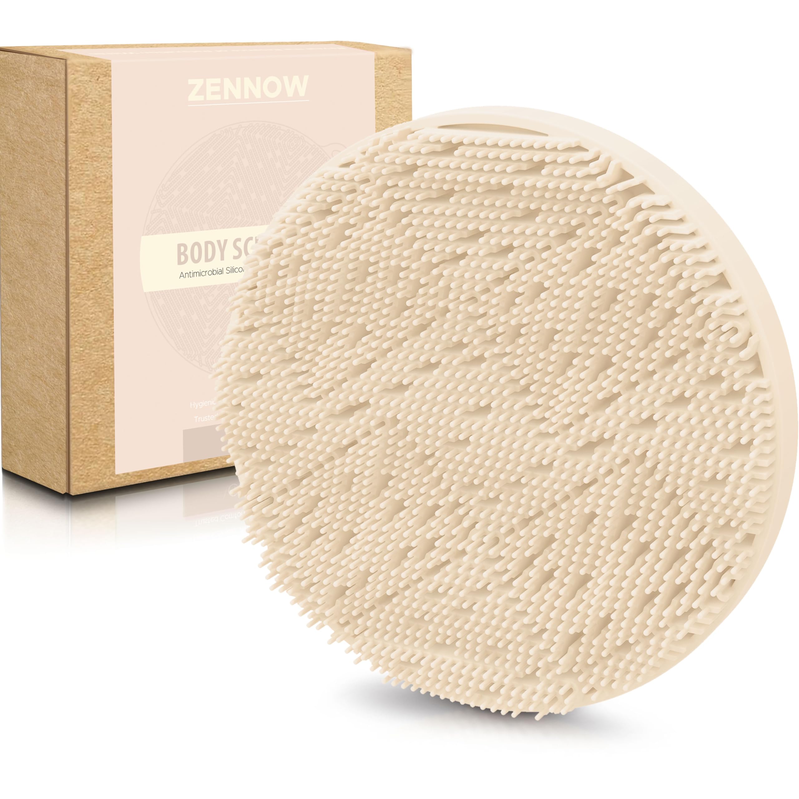 Zennow Silicone Body Scrubber  Loop Fin Bristles Loofah for Gentle Exfoliating & Lathering with Body Scrub & Wash, Durable & Hy