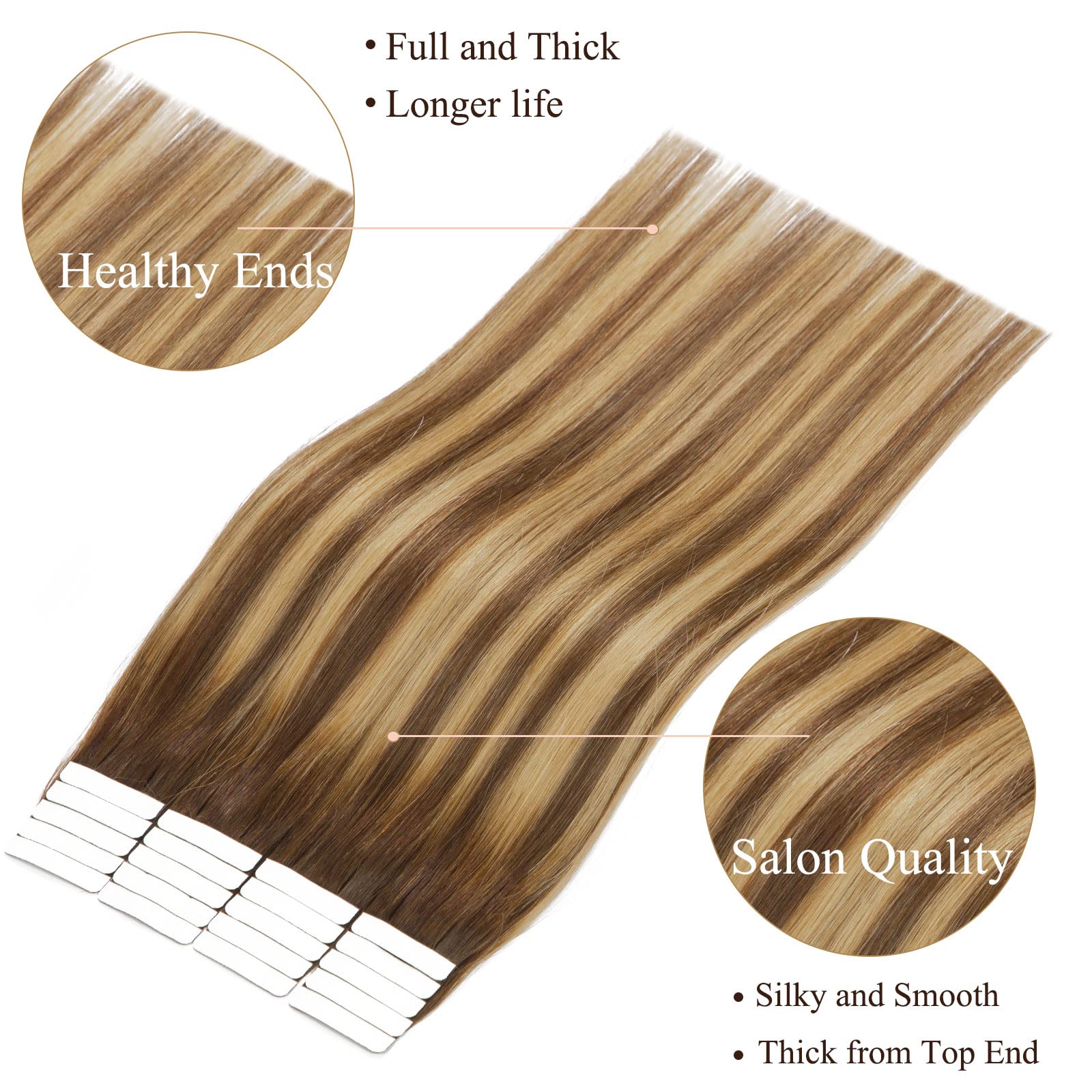 Loxxy Human Hair Tape In Extensions Invisible Brazilian Remy Hair Ombre Chocalate Brown Fading Into Chocolate Brown With Strawbe