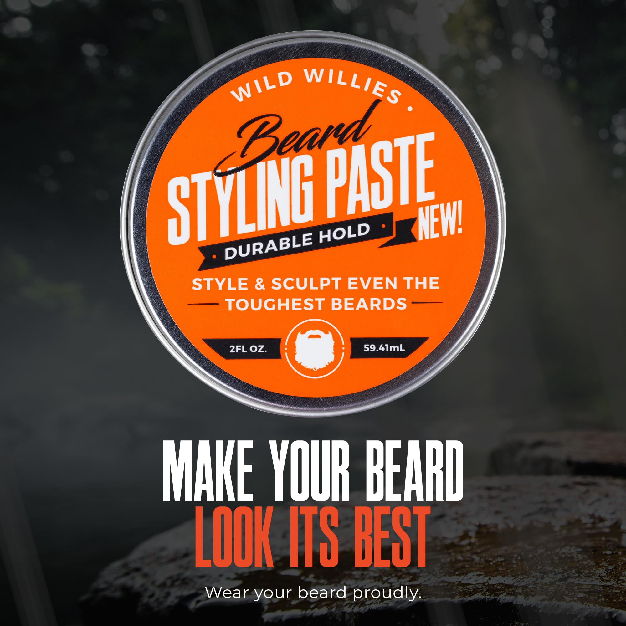 Wild Willies Beard Styling Paste - Medium Hold Grooming Balm, Non-Greasy, Matte Finish, 2 fl oz