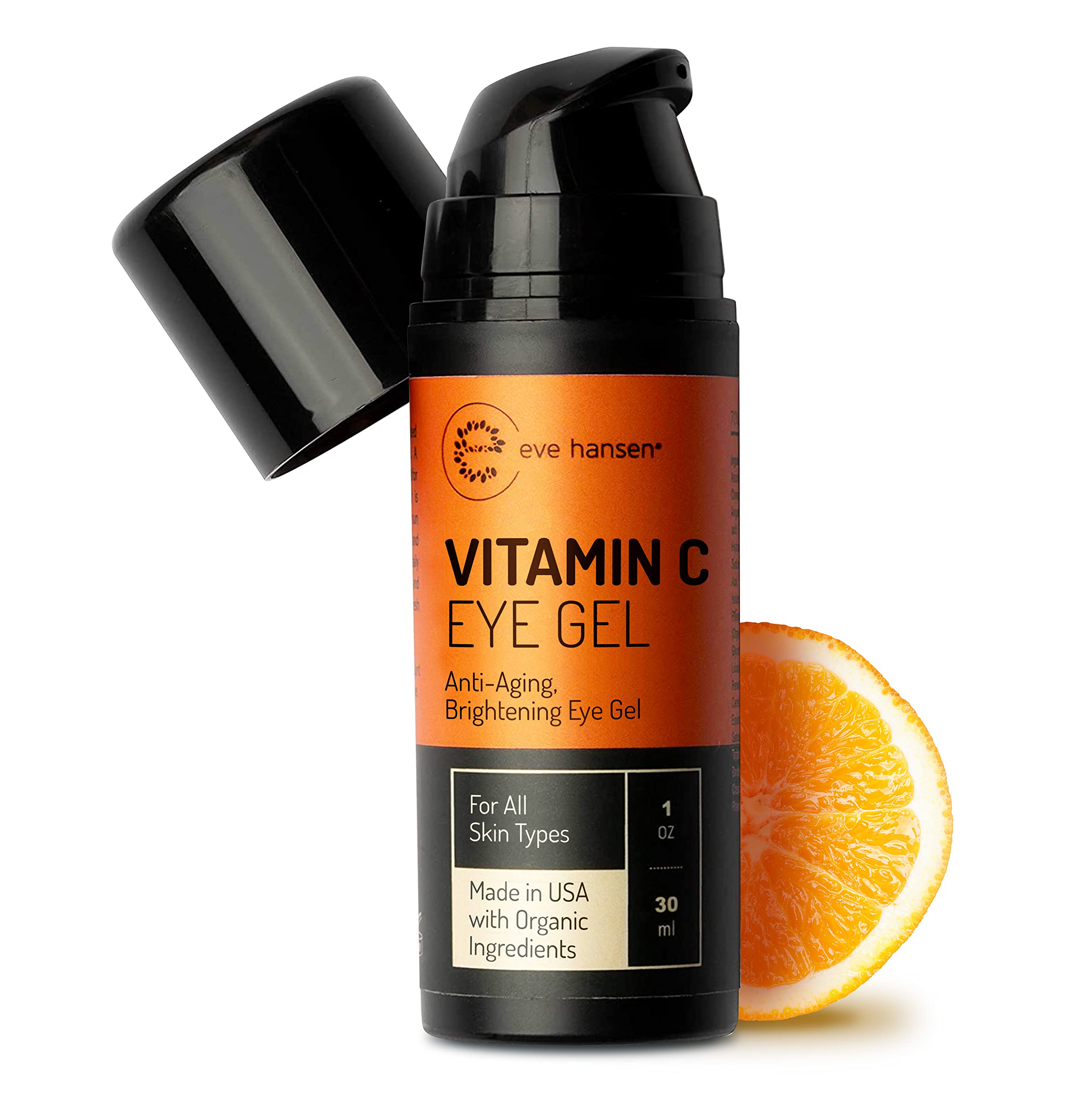 Eve Hansen Vitamin C Eye Gel - Under Eye Cream for Dark Circles and Puffiness - Anti-Aging Eye Repair Cream with Hyaluronic Acid