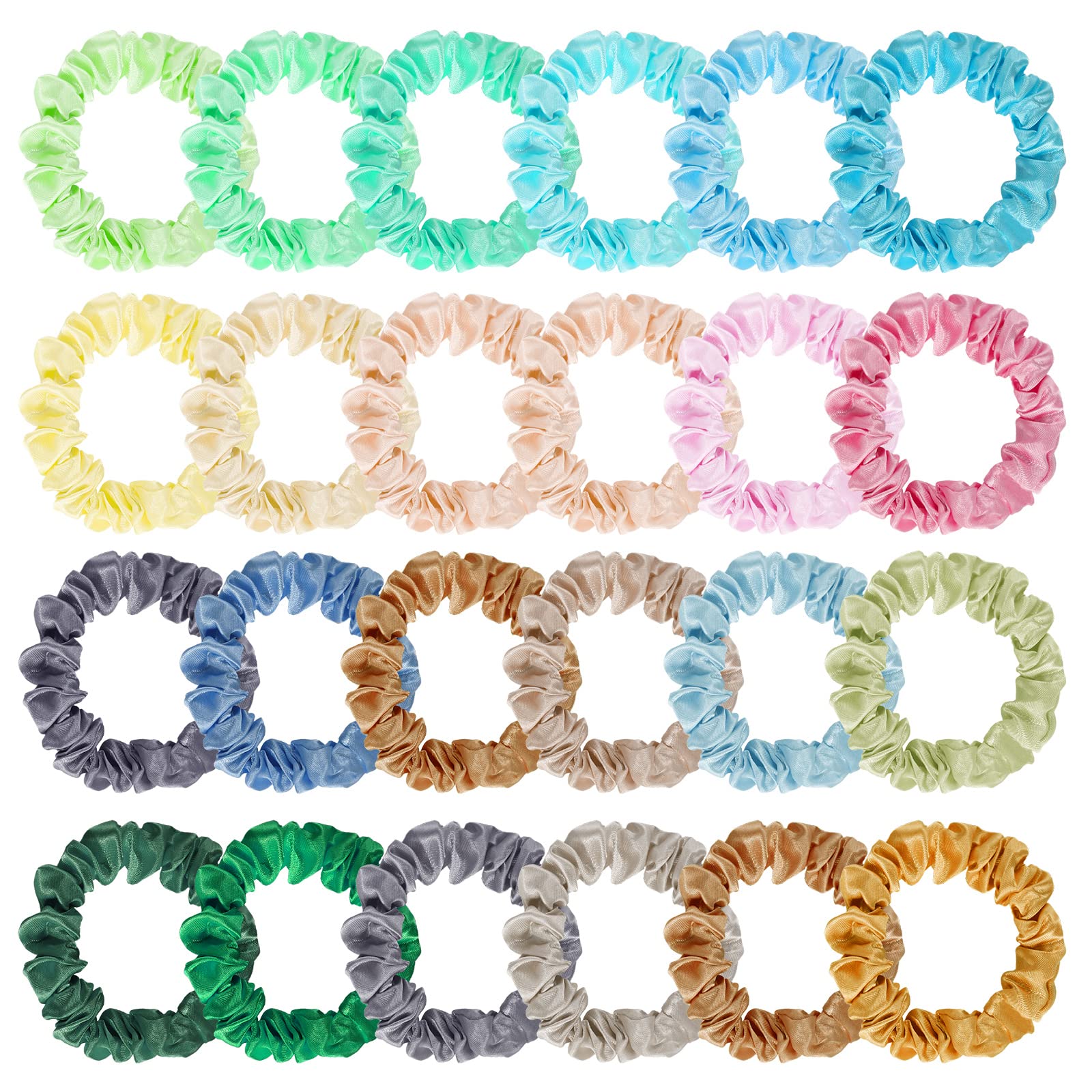 24Pcs Satin Scrunchies, 20 Colors Comfortable Silk Hair Scrunchies Skinny Hair Ties Elastics Ponytail Holders for Women Girls Gi