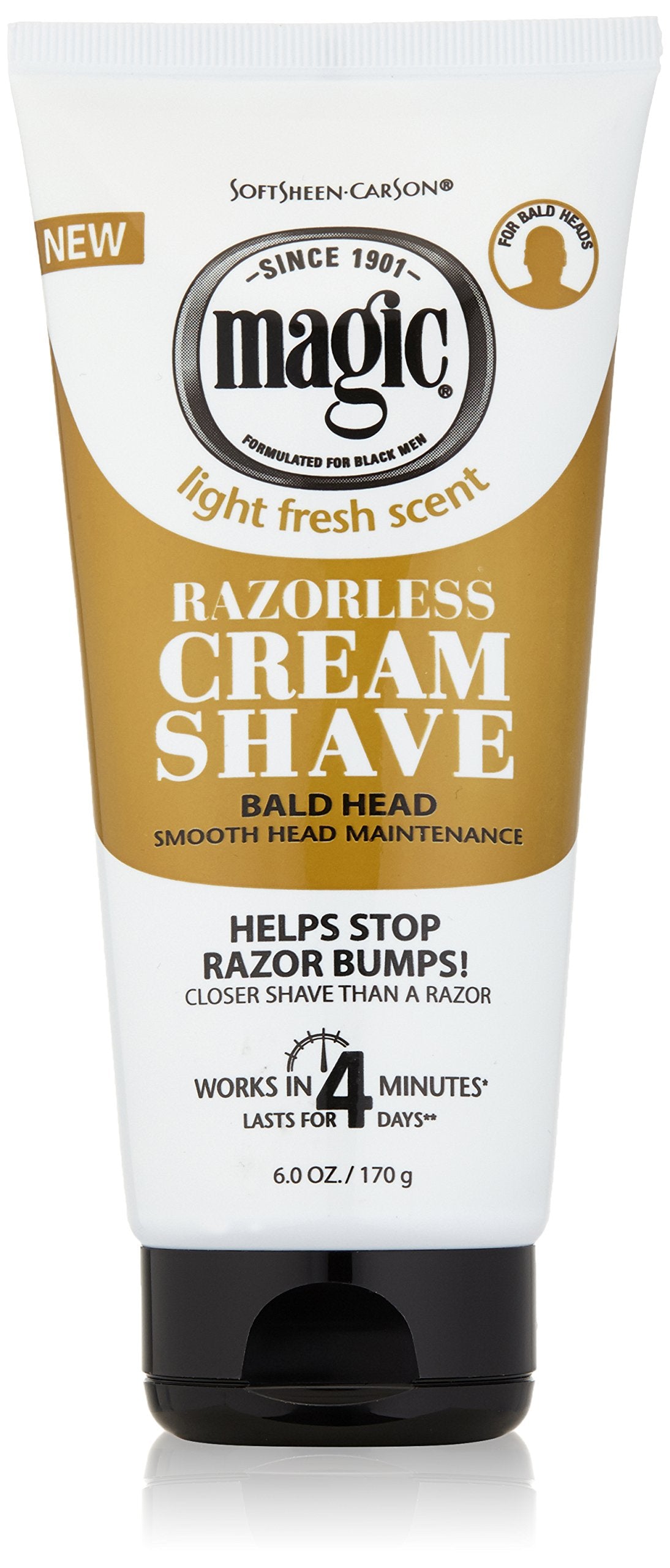 Razorless Shaving Cream For Men By Softsheen-Carson Magic, Hair Removal Cream, For Bald Head Maintenance, No Razor Needed, Depil