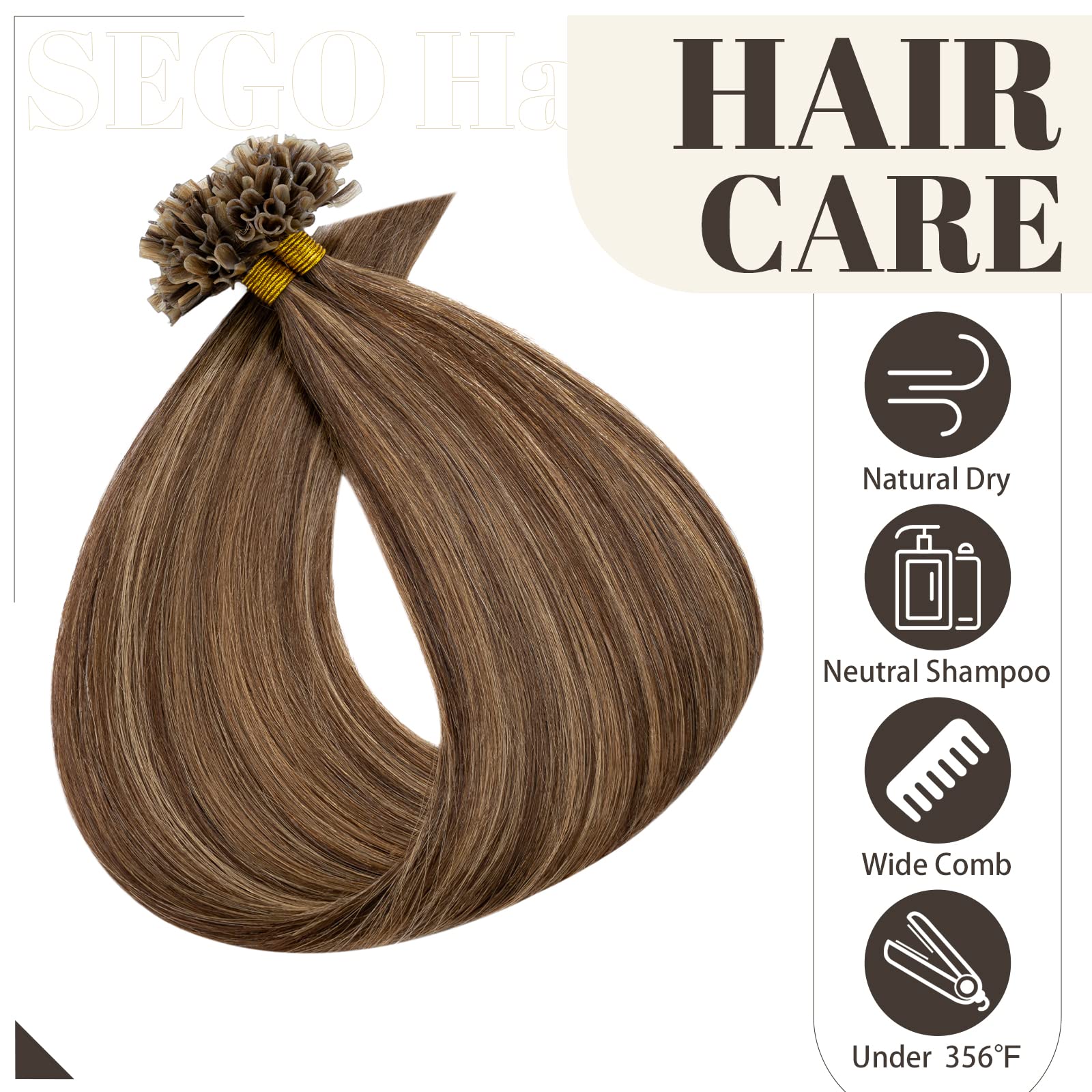 Sego Pre Bonded U Tip Hair Extensions Human Hair Keratin Fushion Nail Tip Remy Human Hair Extensions Highlight Silky Straight 10